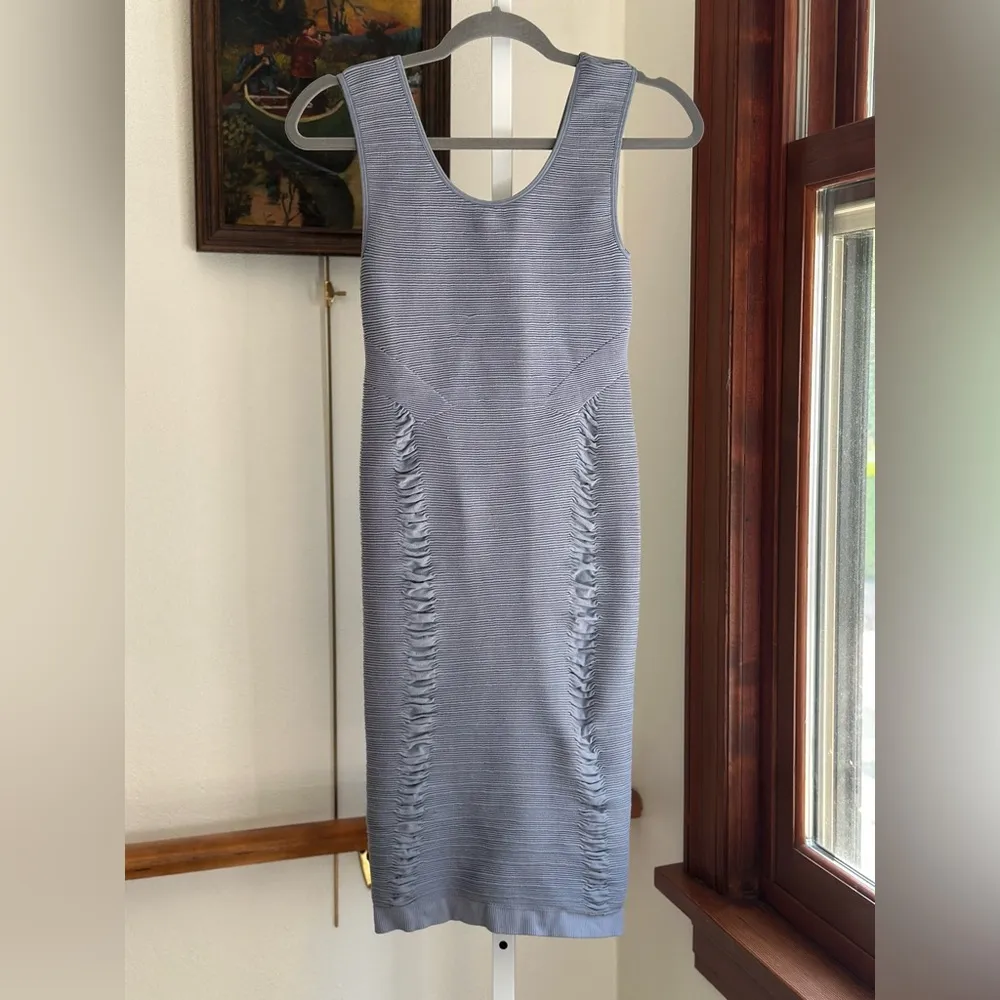 Aura Gray Ruched Sheath Midi Dress - Image 4