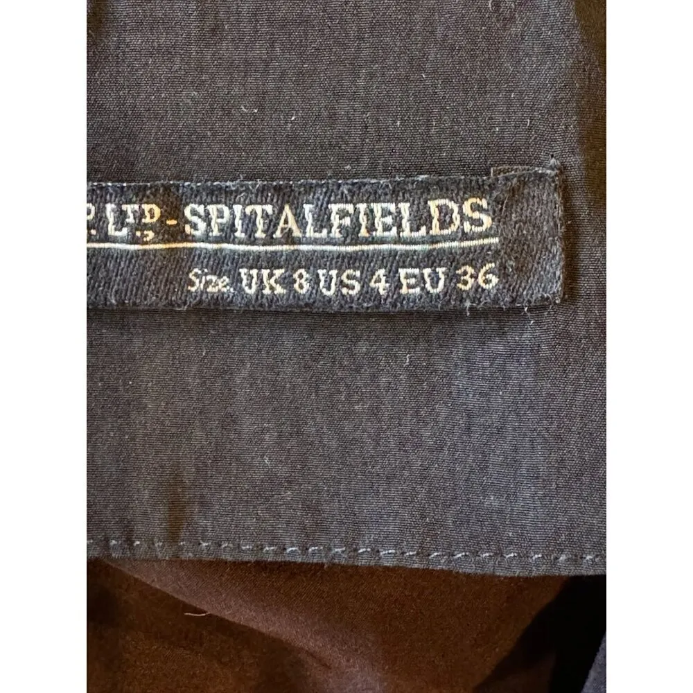 AllSaints Dress Women‎ 4 Brown Black Silky Lacyn Colorblock Panel Mini Shift - Image 9