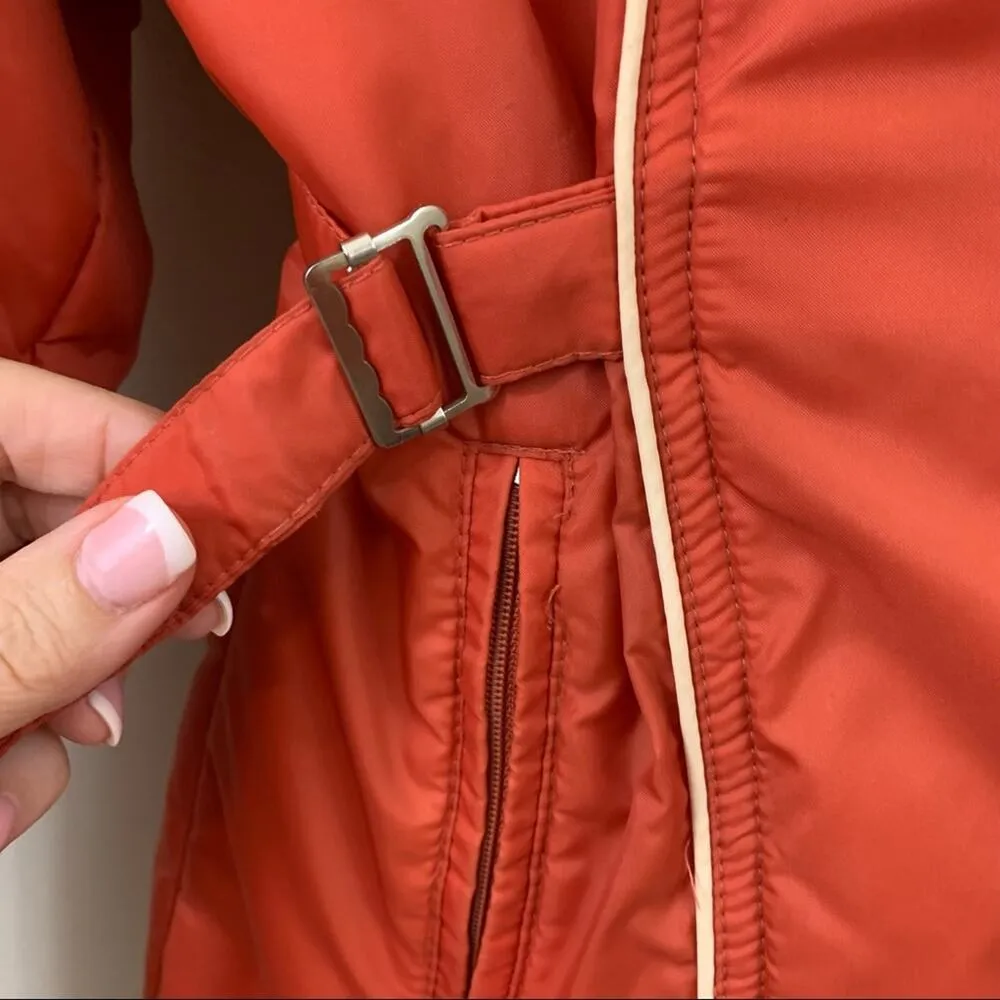 Vintage Burnt Orange Fur Hooded Ski Jacket Size M - Image 7