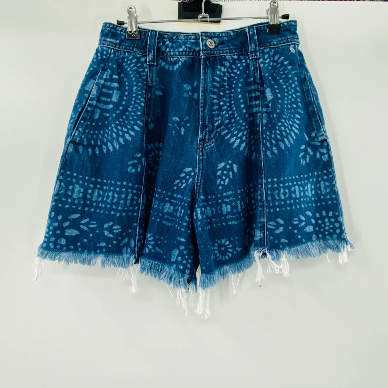 NEW Free People We The Free Amelie Printed A-Line Denim Jean Shorts Size 28 - Image 7