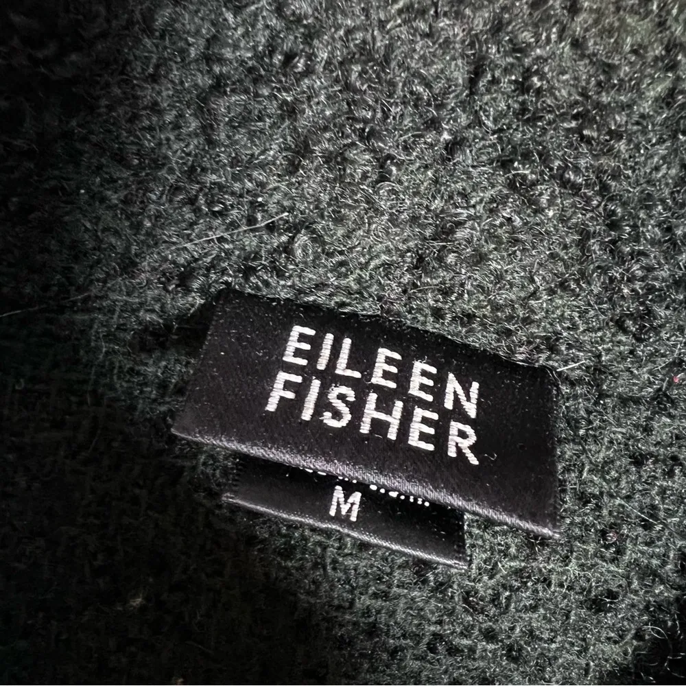 Eileen Fisher Black Wool Boucle Textured Suit Blazer Jacket - Image 6