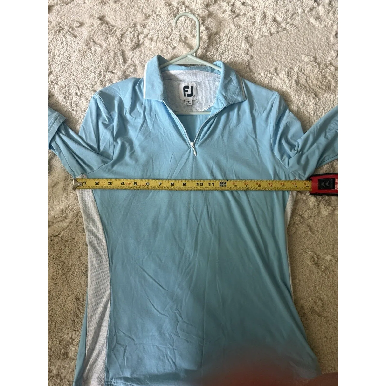 Women's Footjoy Quarter Zip Golf Pullover Size Medium White And Blue M - Image 5