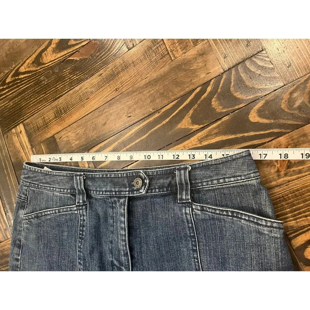 VTG Talbots Y2K Blue Jean Skirt Women 12 Grunge Stretch Comfy Feminine Dainty - Image 4