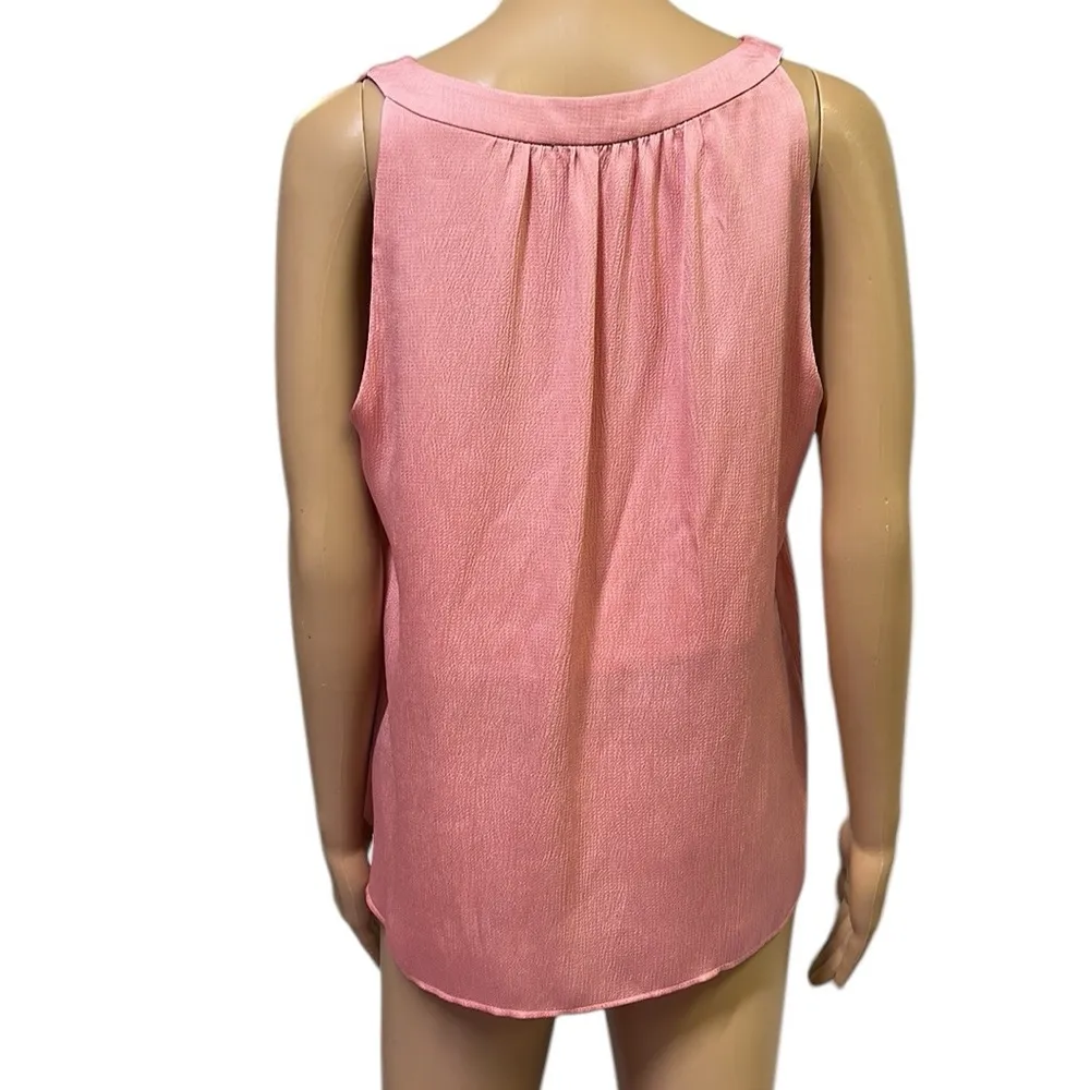 Donna Karan Pink Charmeuse Textured Sleeveless V Neck Lined Blouse Top Medium - Image 5