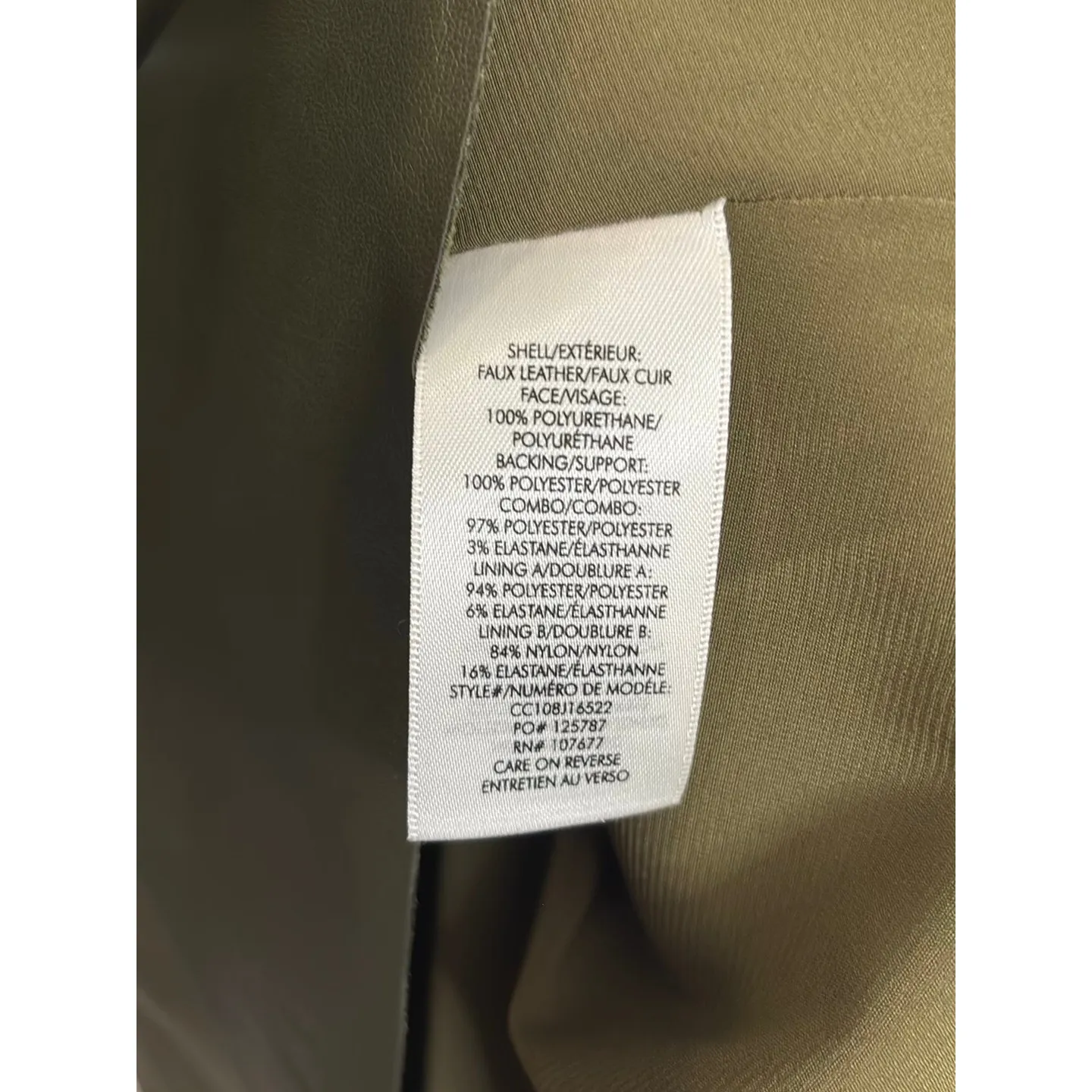 Alice + Olivia Dress Womens 0 Olive Green Chara Vegan Leather Mini Long Sleeve - Image 4