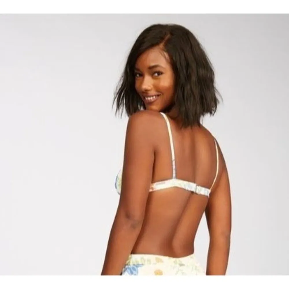 Billabong Ur A Dream Coco Bralette Bikini Top Floral White Colorful L/12 - Image 2
