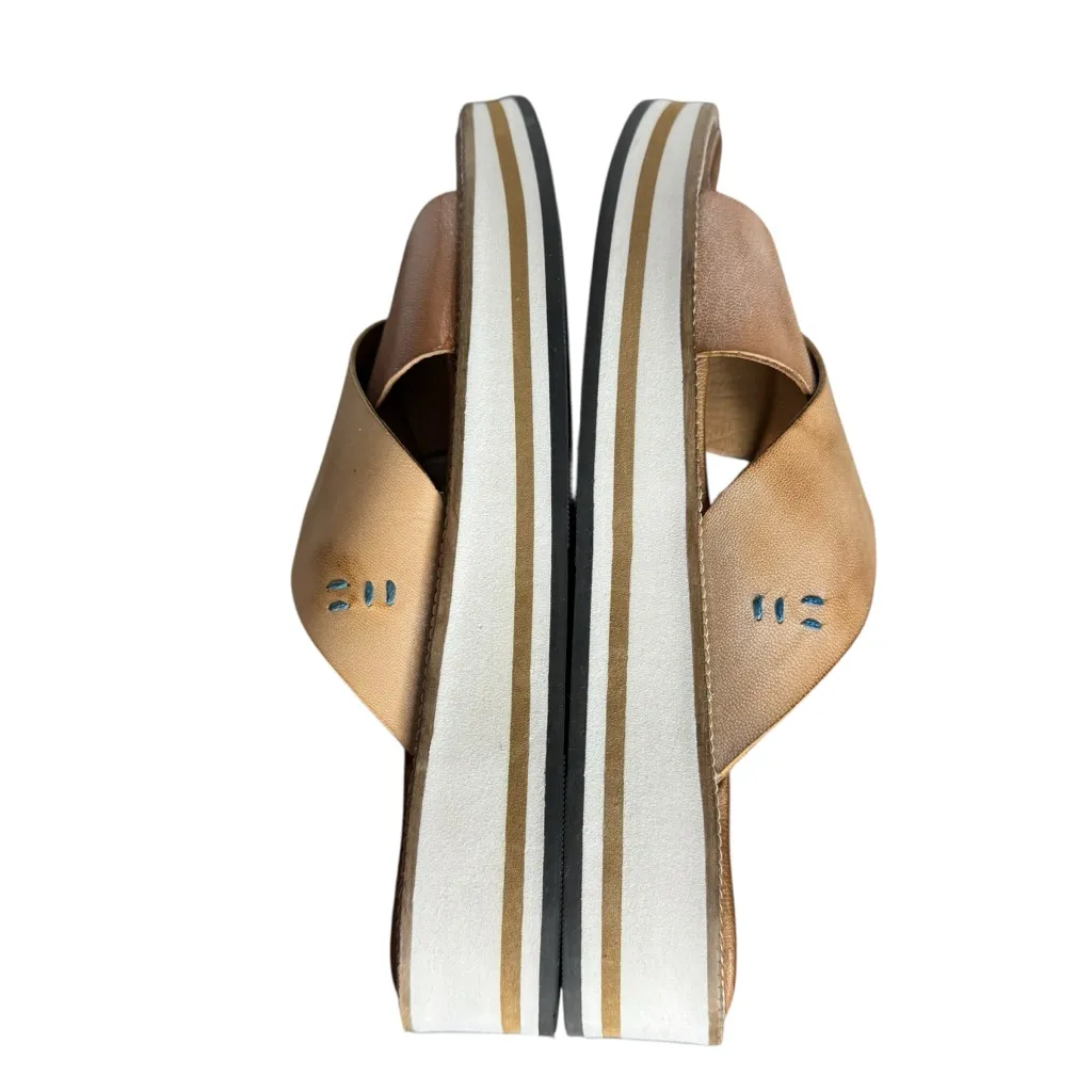 Roan by Bed Stu Shout Leather Criss Cross Platform Sandal 8.5 Tan - Image 7