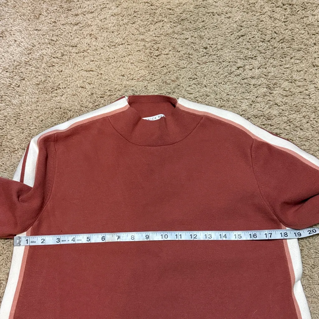 Veronica Beard Retha Sweater Womens Sz L Terracotta Mock Neck Side Stripe - Image 6