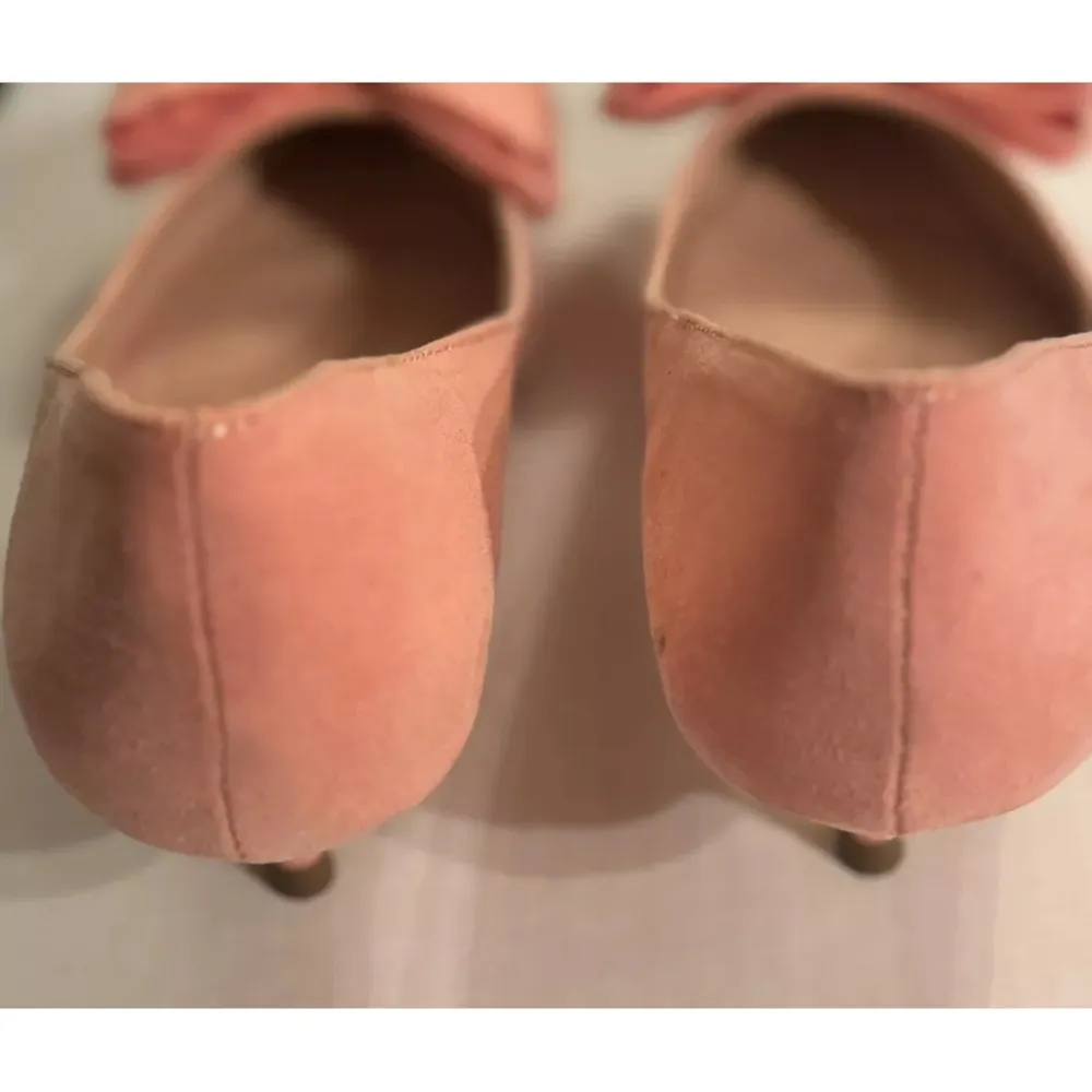 Journee Womens Orana Coral Pink Bow Faux Suede Pointed Toe Low Heels Pumps 7.5 - Image 4