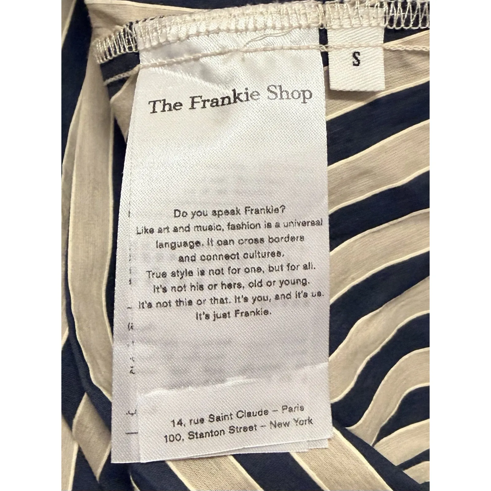 THE FRANKIE SHOP Lui Striped Textured Cotton Shirt | Navy Blue+ Gold Stripe | S - Image 8