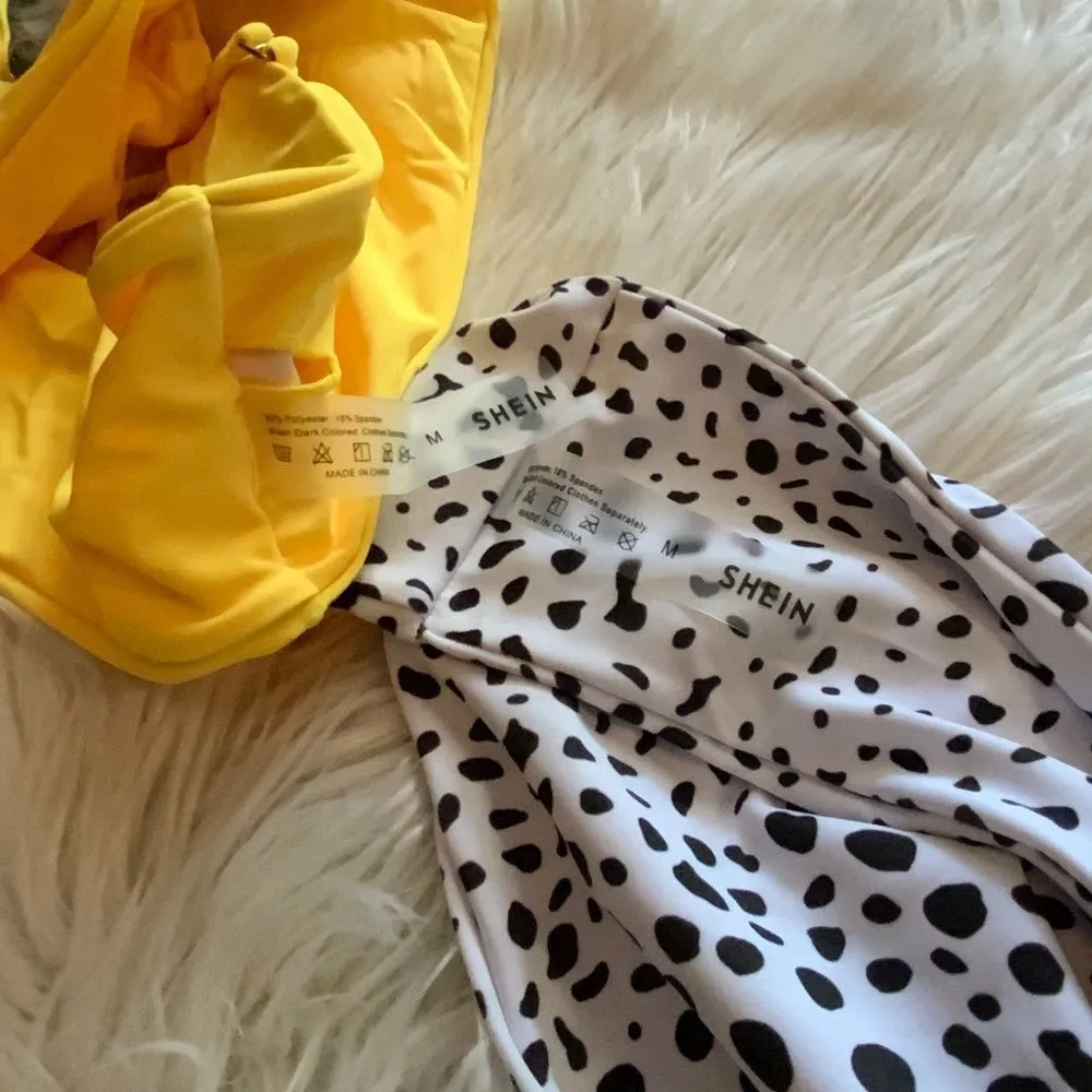 Shein Yellow Leopard Patterned Swimsuit Bikini - Image 4