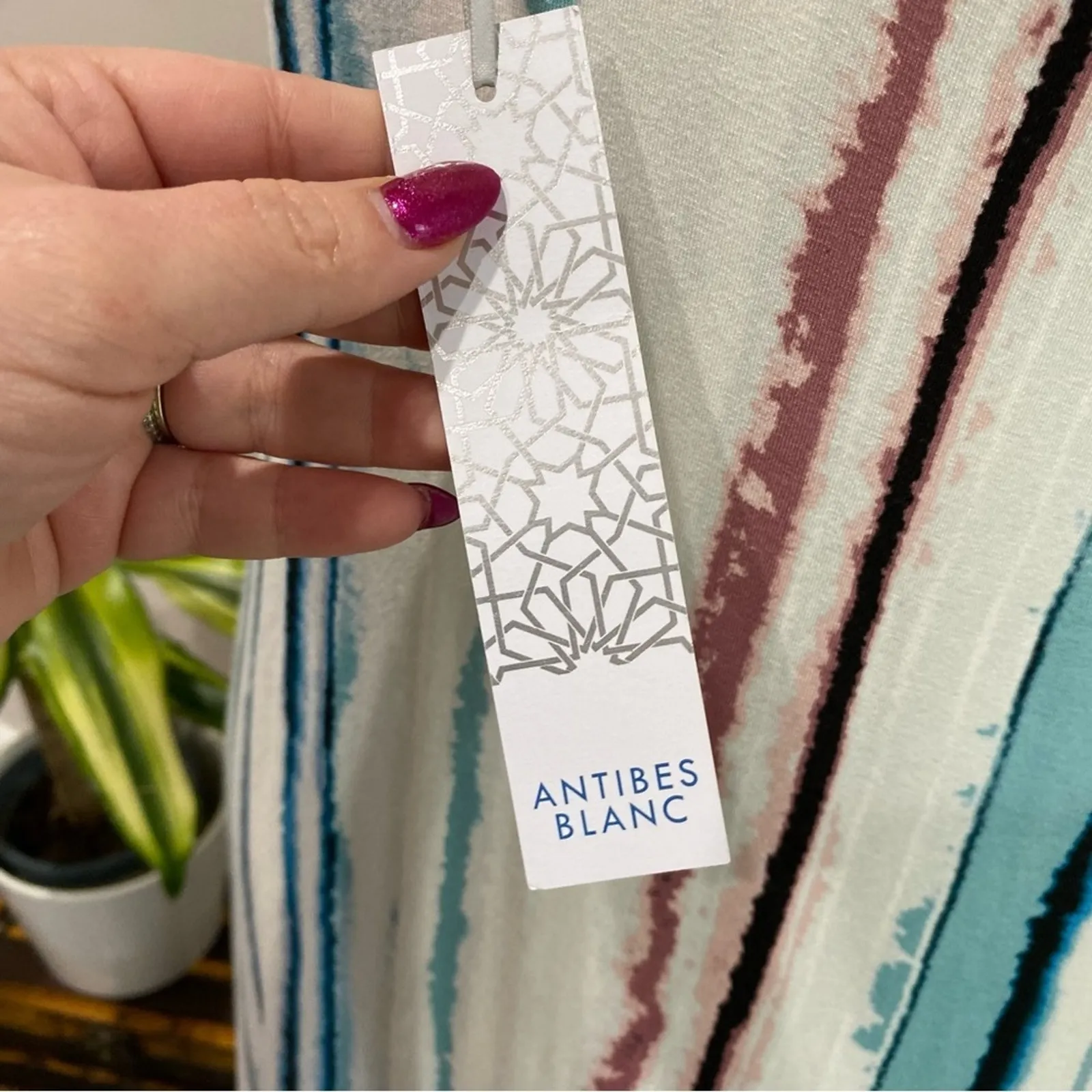 Antibes Blanc x Anthropologie Watercolor Stripe High Low Beachy Maxi Dress M - Image 9