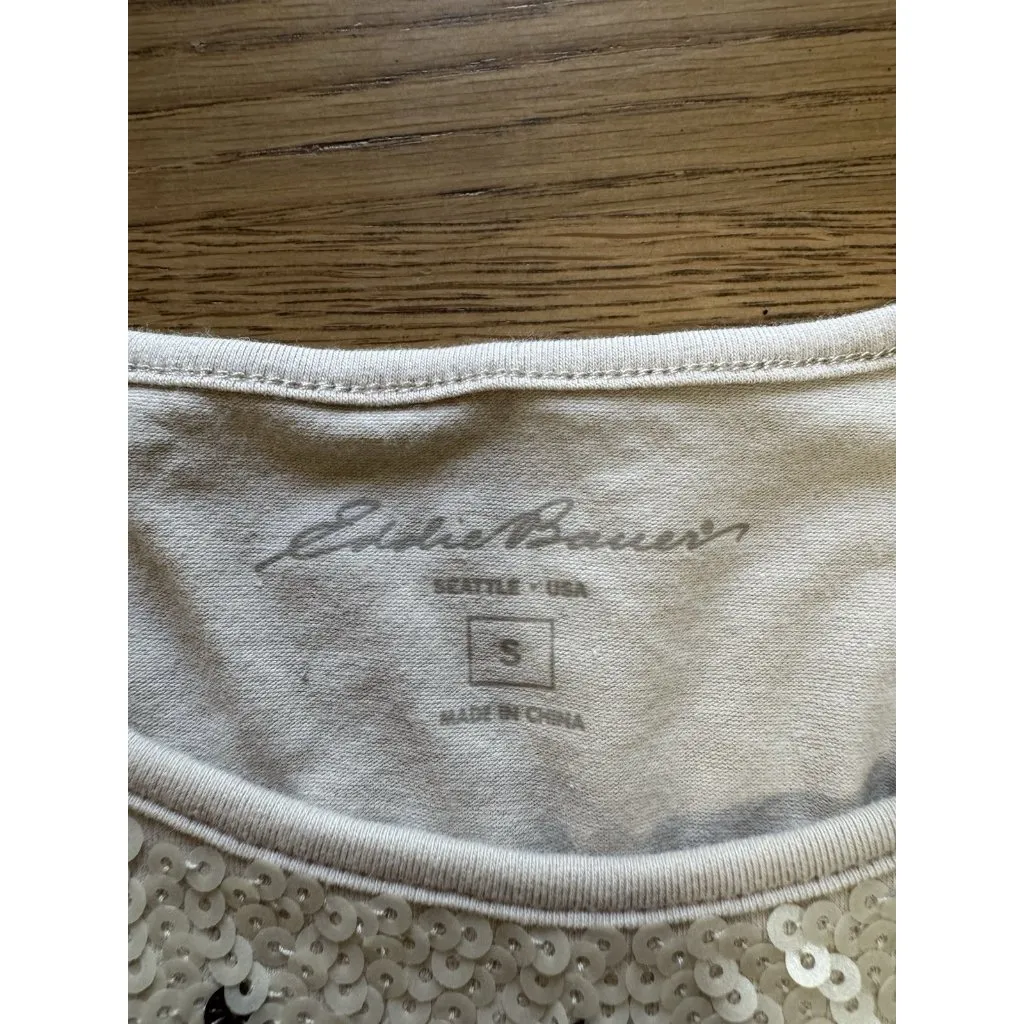 Eddie Bauer Women Tank‎ Top Size Small Sleeveless Sequins Stretch Cotton Blend - Image 3