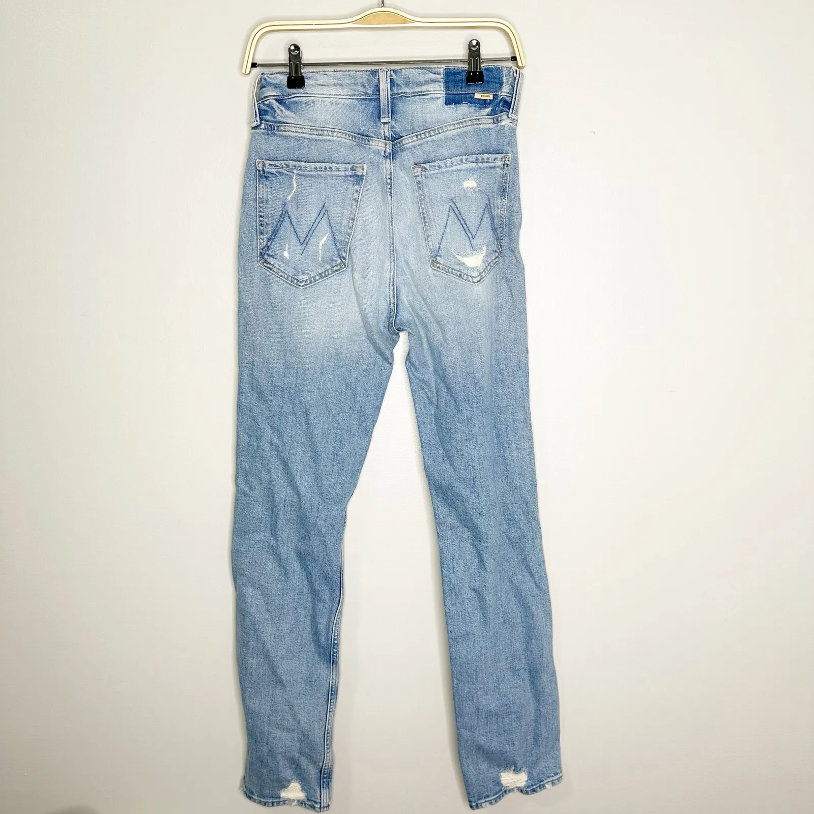 MOTHER SUPERIOR High Waisted Rider Skimp Confession Distressed Straight Jeans 27 Blue - Image 3
