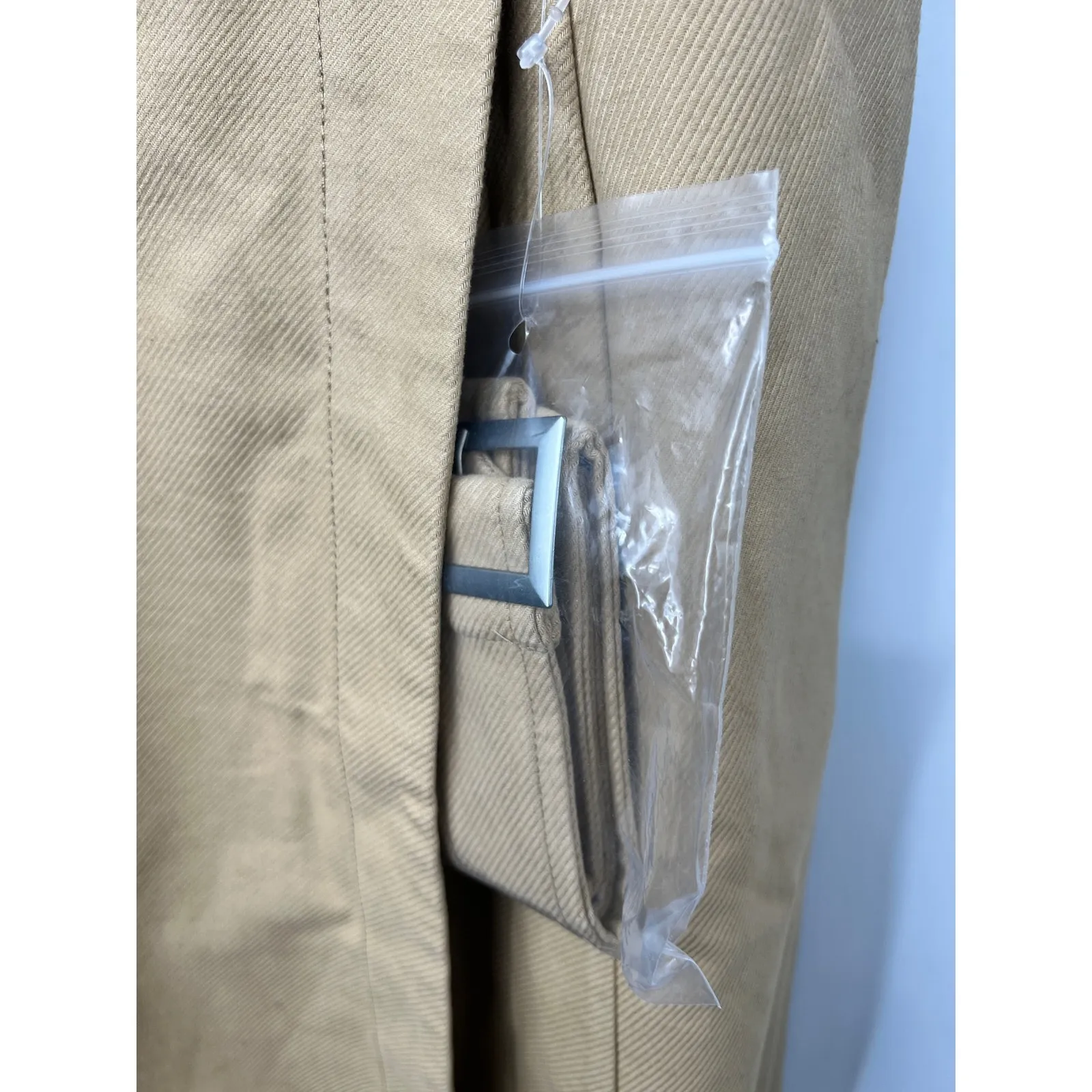 MOUSSY Women's V Neck Belted Waist‎ Denim Dress Sleeveless Solid Khaki Size S 1 Tan - Image 4