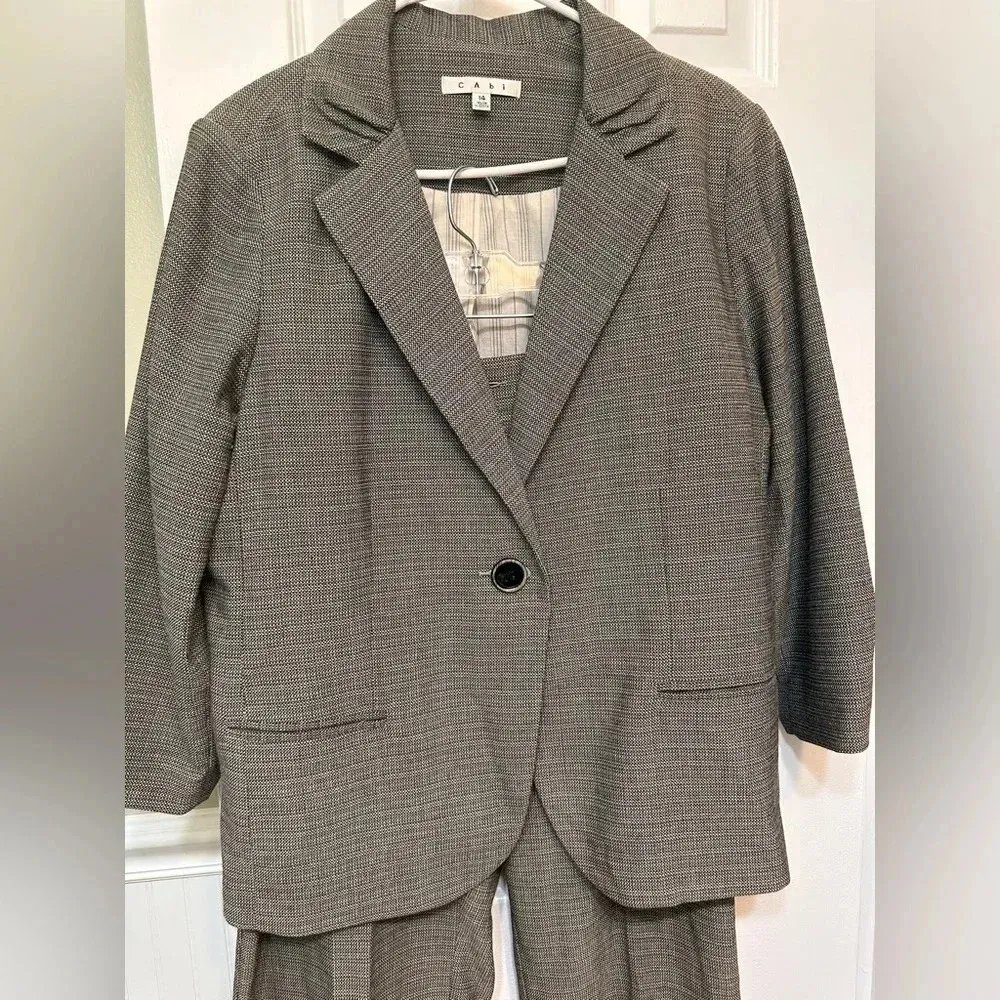 Cabi Suit Jacket and pants Light Brown Plaid Button Blazer Stretch - Image 14