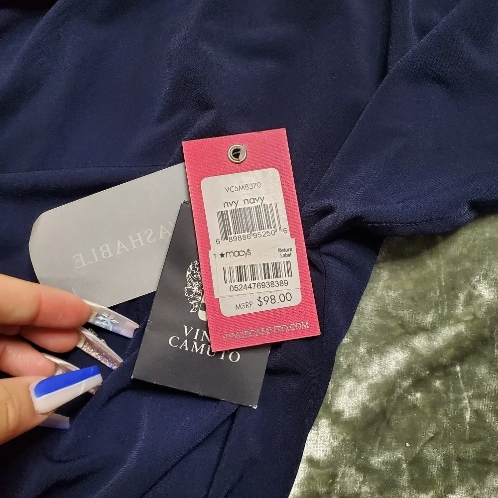 Vince Camuto Navy Wide-Leg Cowl Neck Jumpsuit - Image 6