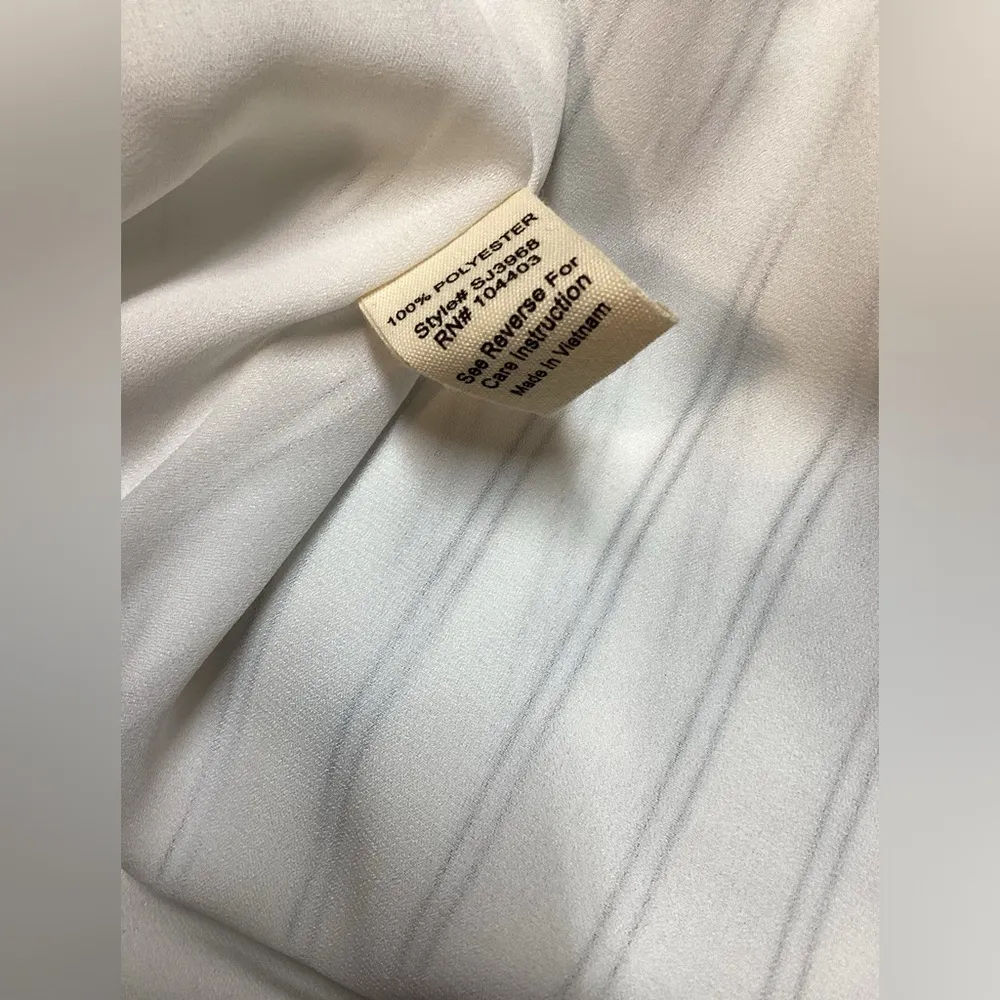 Sweet Wanderer choker collar dress.  White with denim blue stripes. Size Large - Image 8