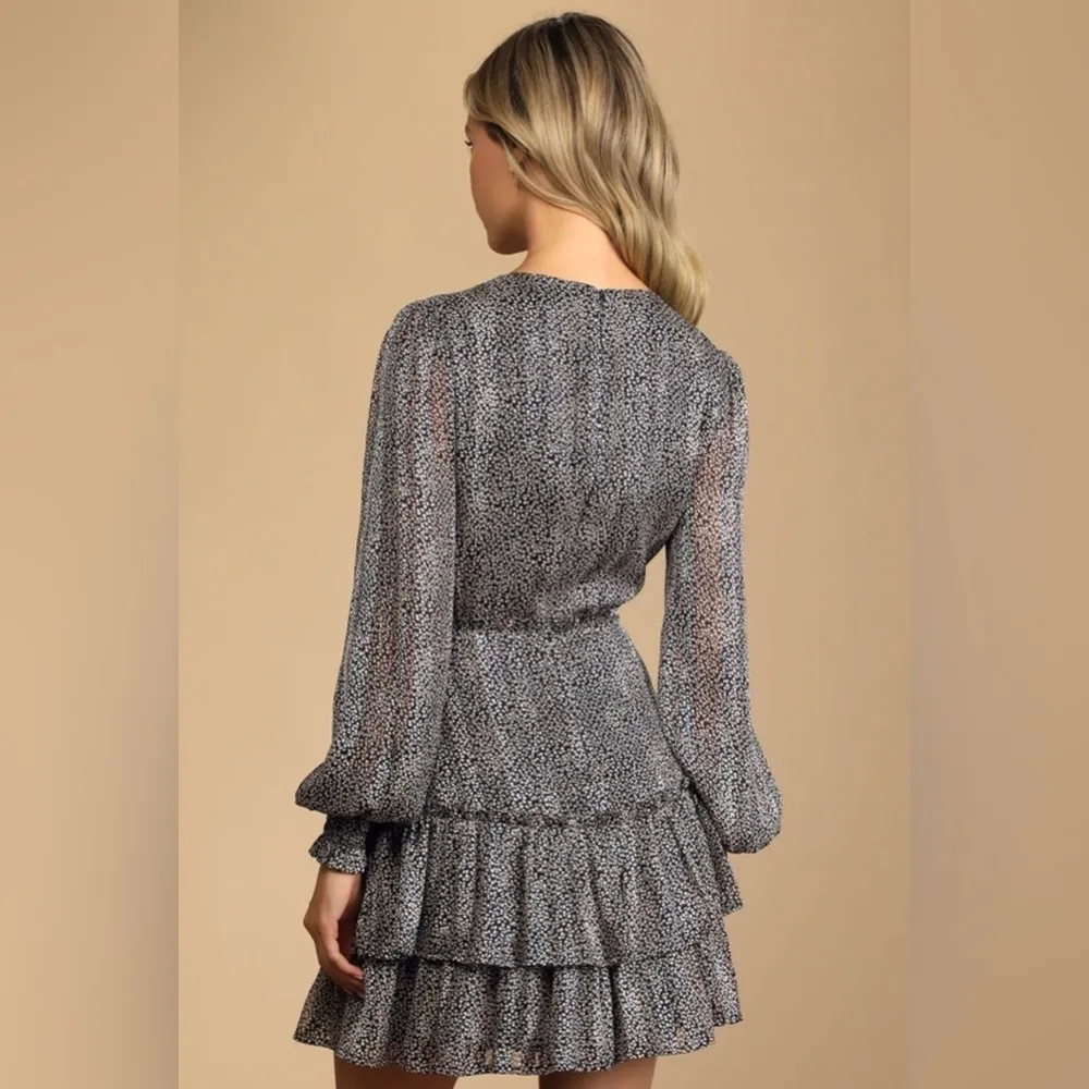 knee length dresses for ladies Leopard Short Flounce Sleeve Tiered Dress – just-love-inc