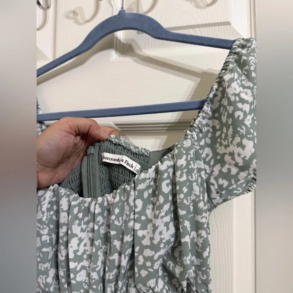 Abercrombie & Fitch Sage Green Floral Maxi Dress Summer Spring - Image 4