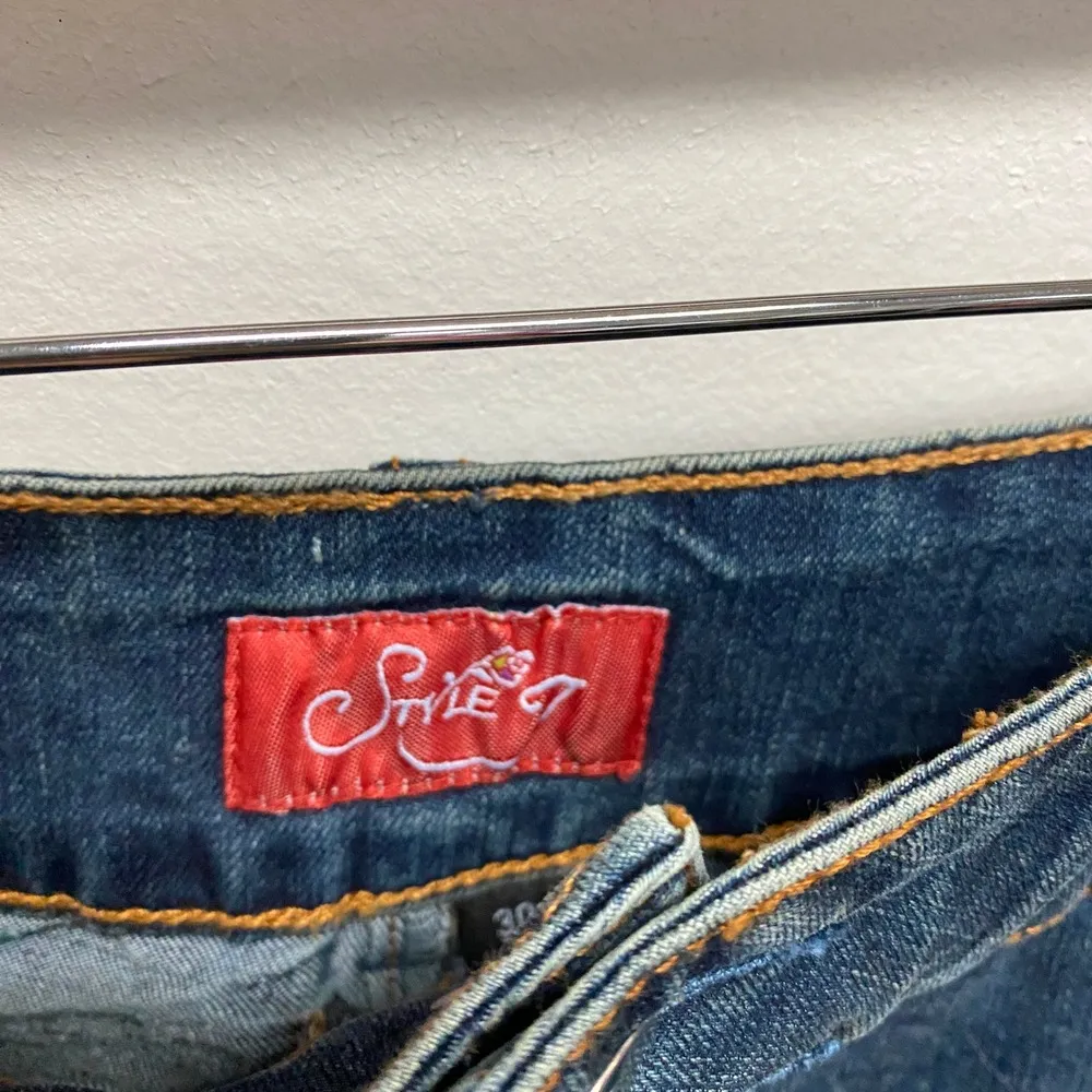 Style 7 Y2k Vintage Denim Mini Skirt Distressed Pockets Blue Women's L Feminine Size L - Image 6