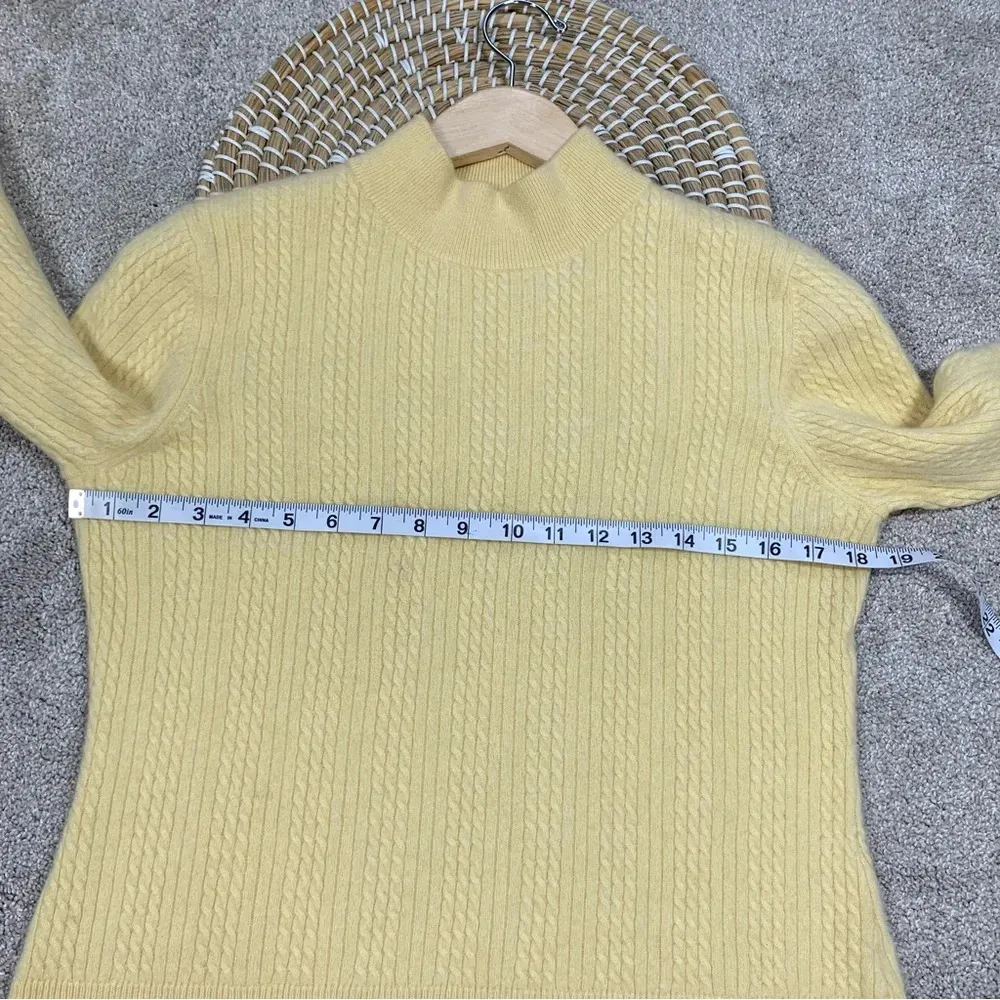 Investments 100% Cashmere Pure Fine Sweater Longsleeve Mock Neck in Yellow L - Image 13