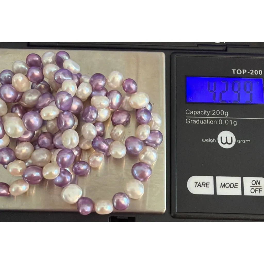 Vtg Lot of 4 Pearl Stretch Bracelets Lavender White Freshwater 7" Estate READ - Image 4