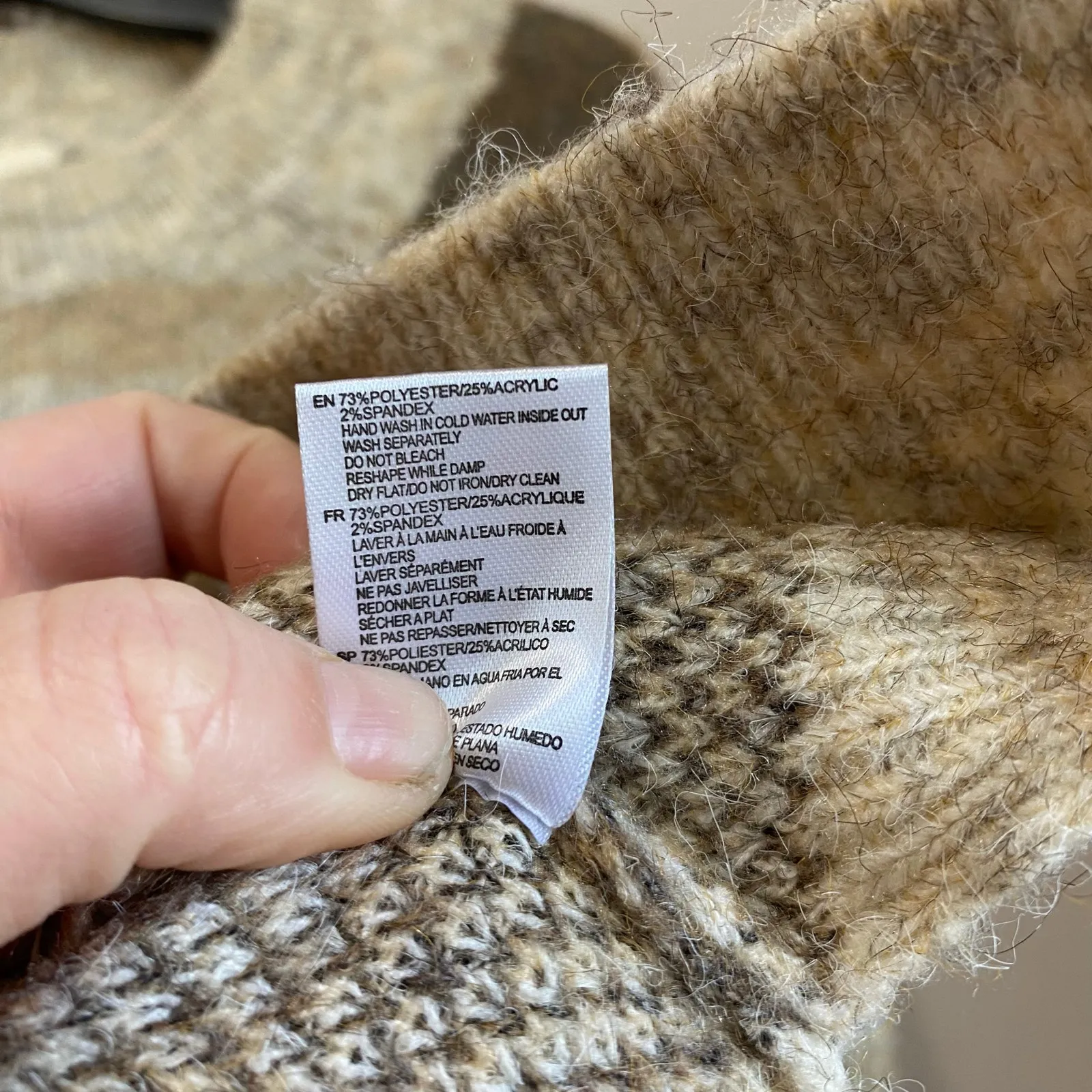 Anthropologie Moth Camo Knit Pullover Sweater Brown Tan S Soft Cozy Fall - Image 7