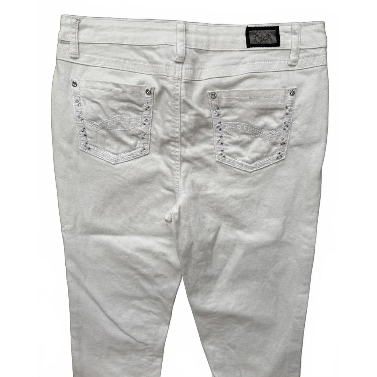 Earl Jean Vintage Women's Denim Jeans Size 10 Medium White Rhinestones Y2K 90s - Image 5