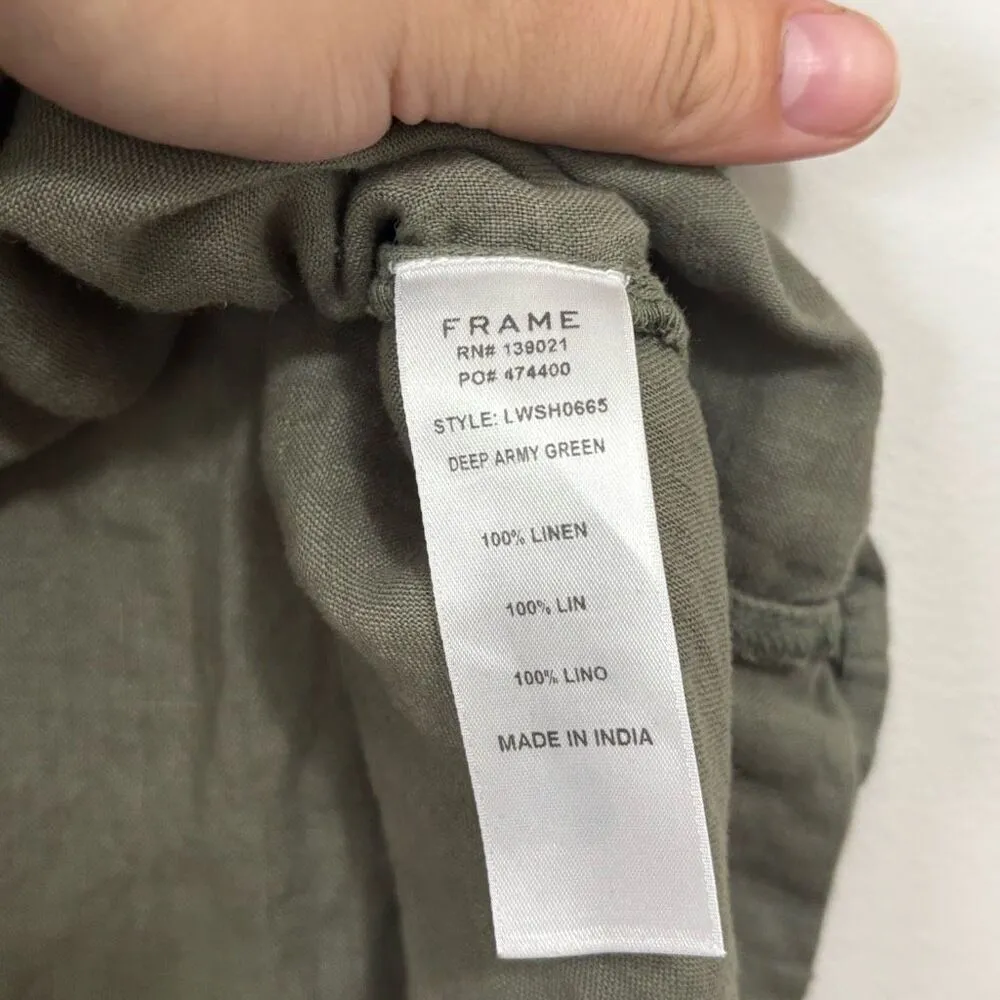 Frame Army‎ Green Linen Wrap Top XS - Image 5