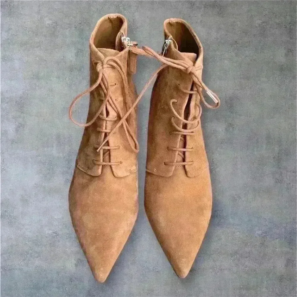 Nine West Shoes Women's 5.5 Beige Camel Tan Leather Yendira Ankle Bootie - Image 2