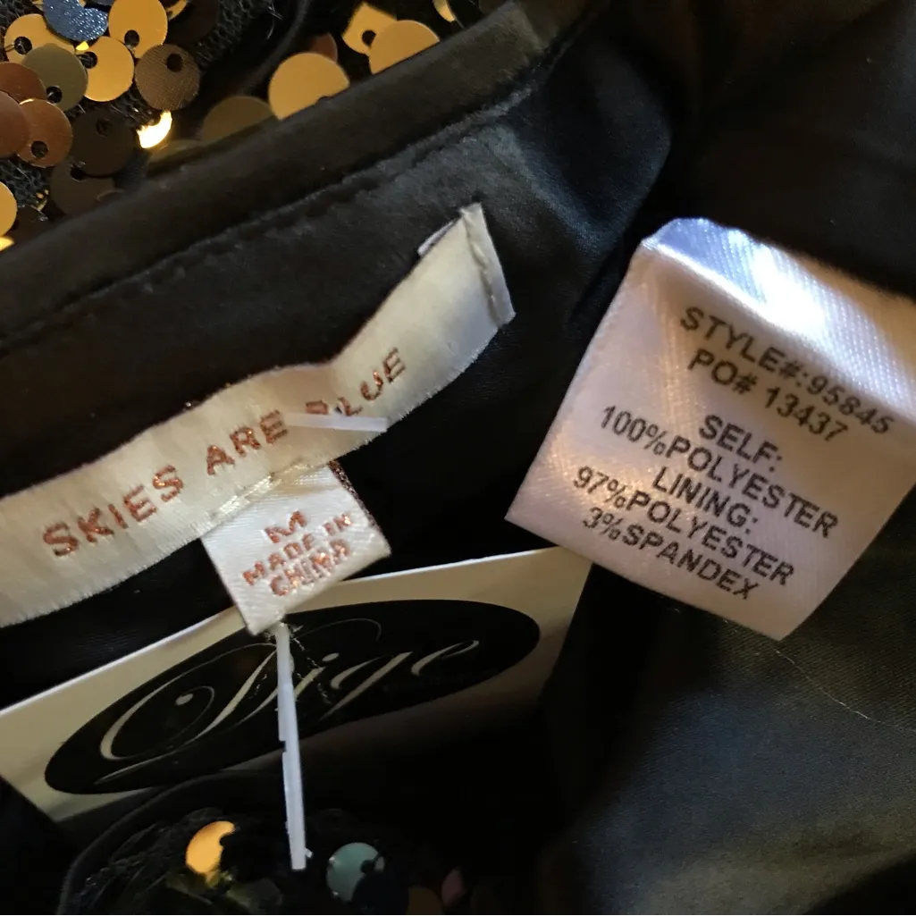 Gold And Black Sequin Party Dress Cap Sleeves size M - Image 10