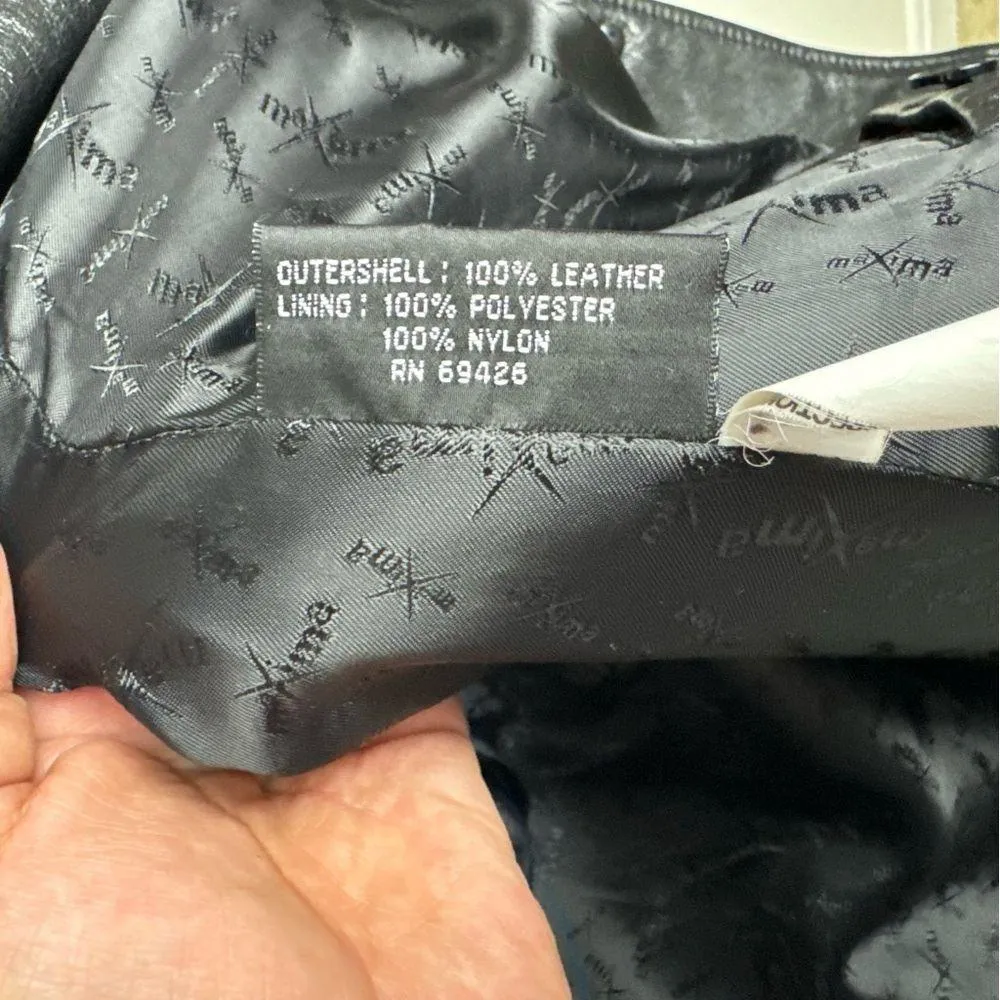 MAXIMA Wilsons Genuine Leather Jacket Mid Length 90s Y2K Size Large Black - Image 7