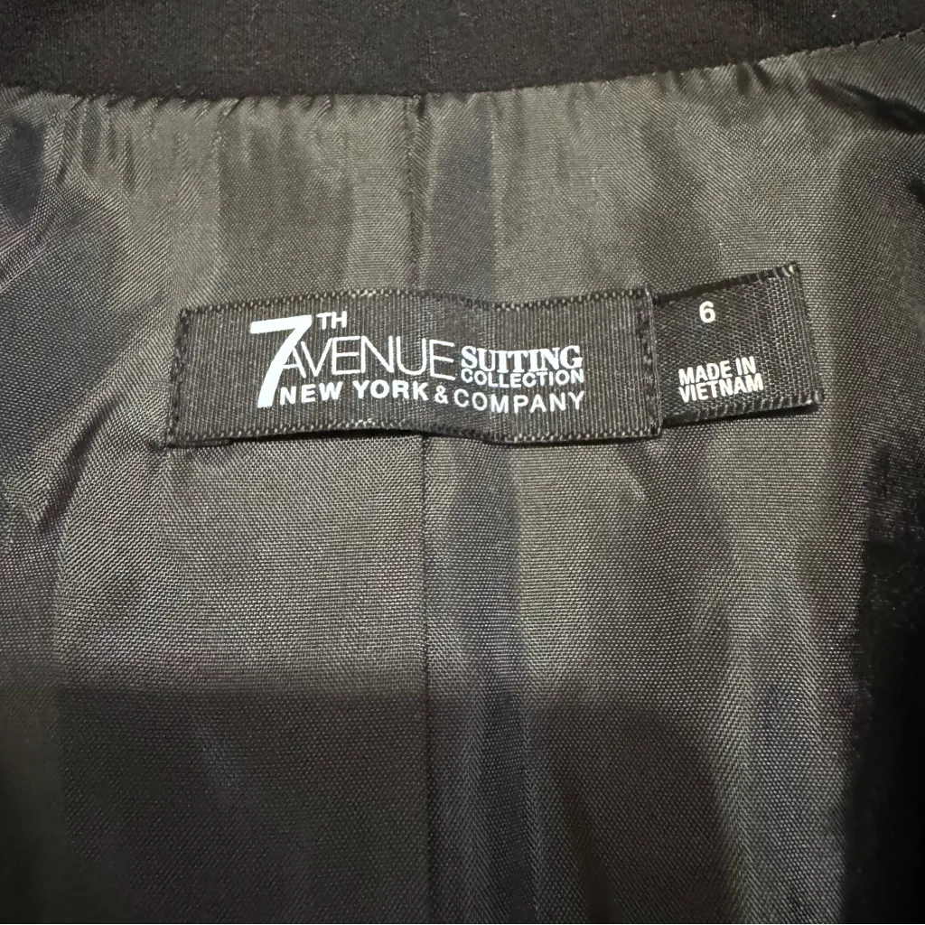 7th Avenue Suiting Collection New York & Company Women Black Suit‎ Jacket Size 6 - Image 12