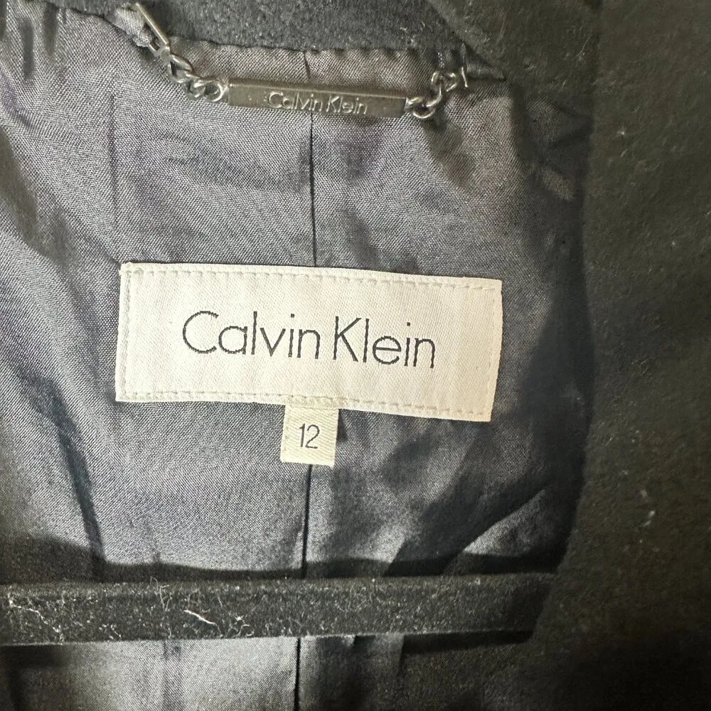 CALVIN KLEIN Wool Blend Toggle Clasp Coat Jacket Size 12 - Image 4
