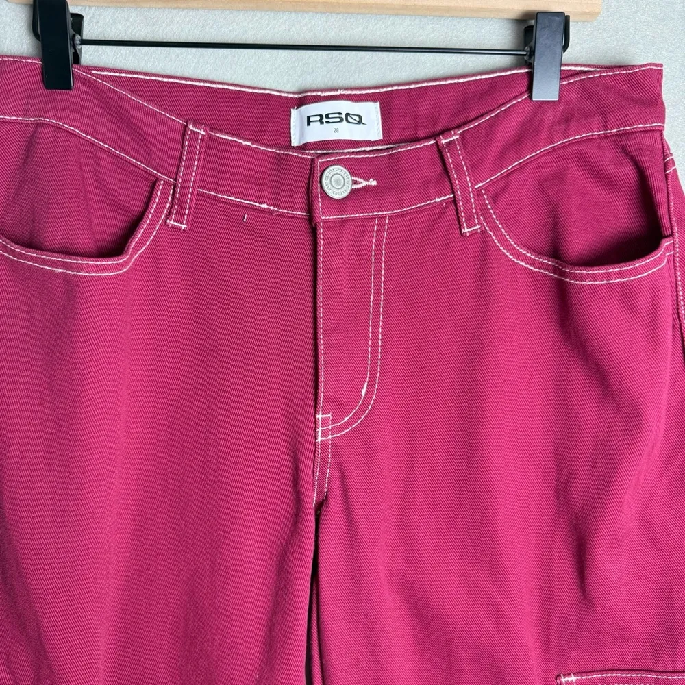 RSQ Women’s Y2K Grunge Baggy Loose Cargo Jeans Retro High Waist 28 - Image 3