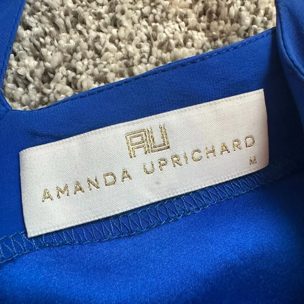 Amanda Uprichard  cobalt blue button front sleeveless silk mini dress size M - Image 7