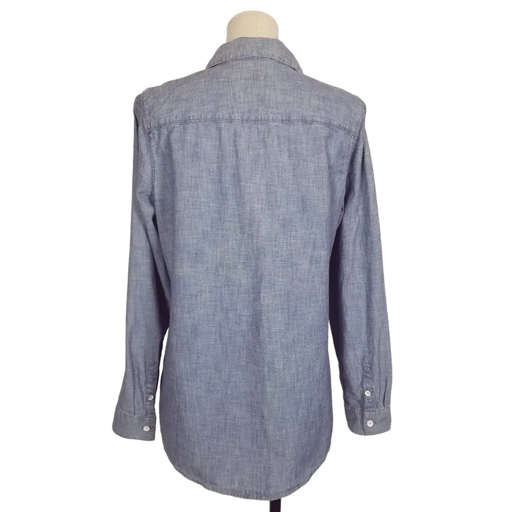 J. Jill Chambray Button Front Shirt Light Blue Sz Small - Image 4