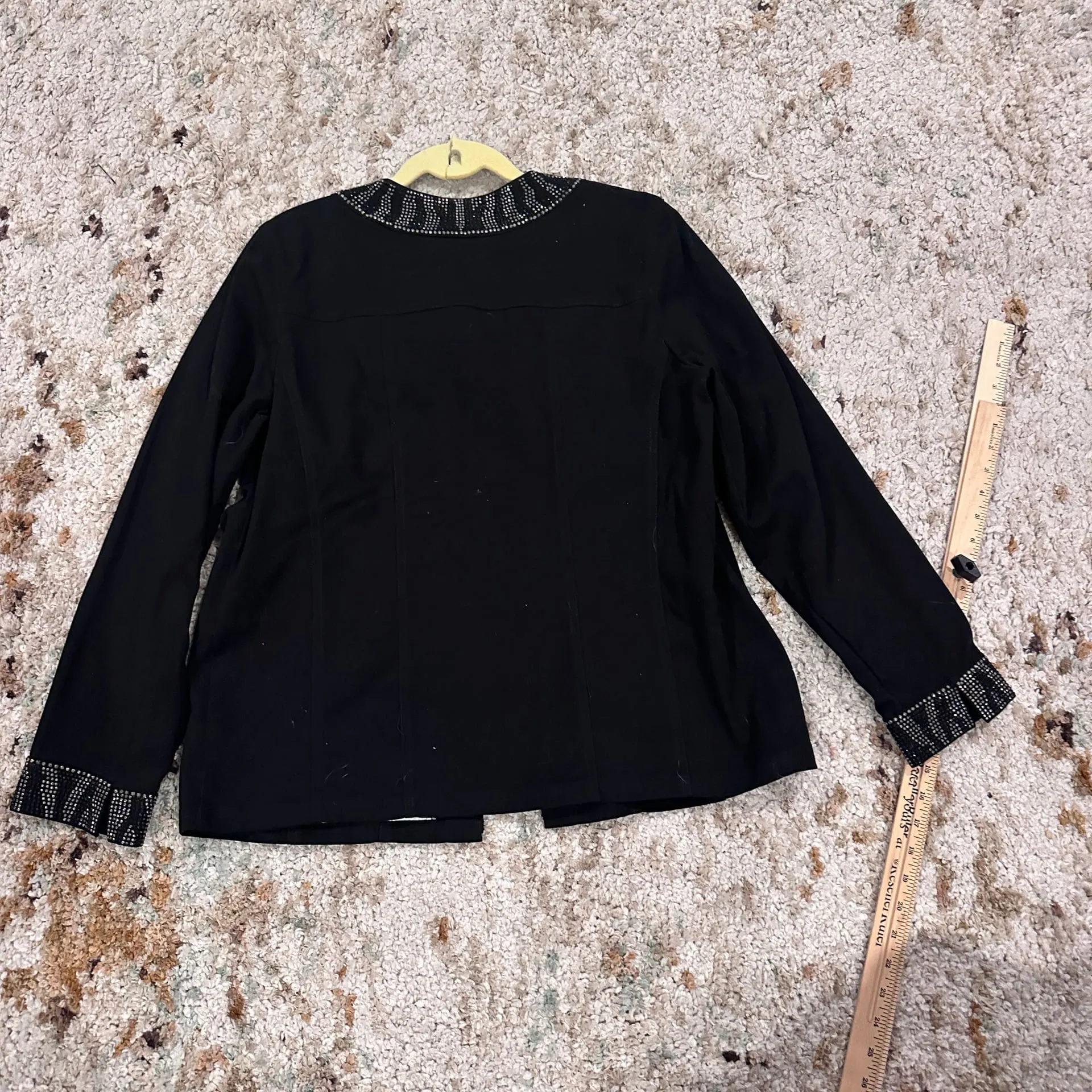 Quacker Factory Black Rhinestone Embellished Denim Jacket - Image 5