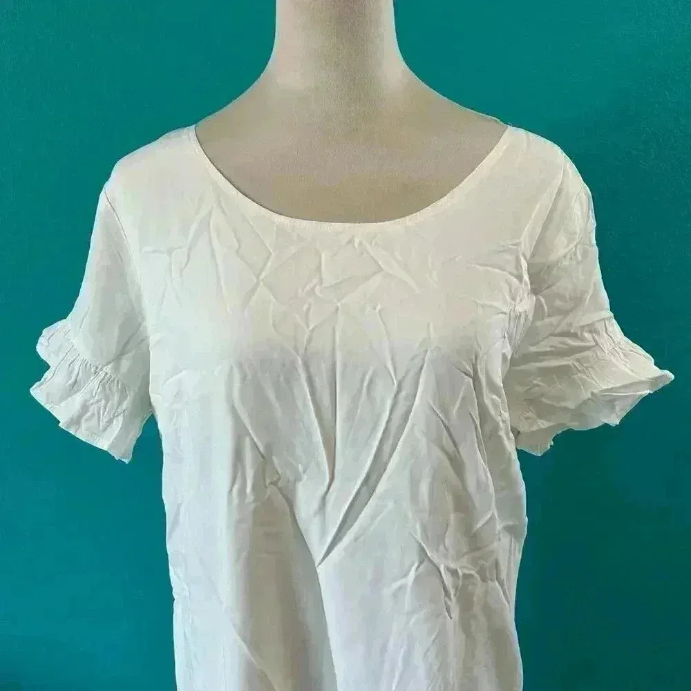 Lulus White Ruffled Sleeve Cut Out Back Mini Shift Dress Size M - Image 2
