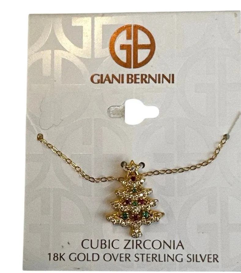 Giani Bernini 18K Gold Over Sterling Silver Christmas Tree Necklace - Image 1