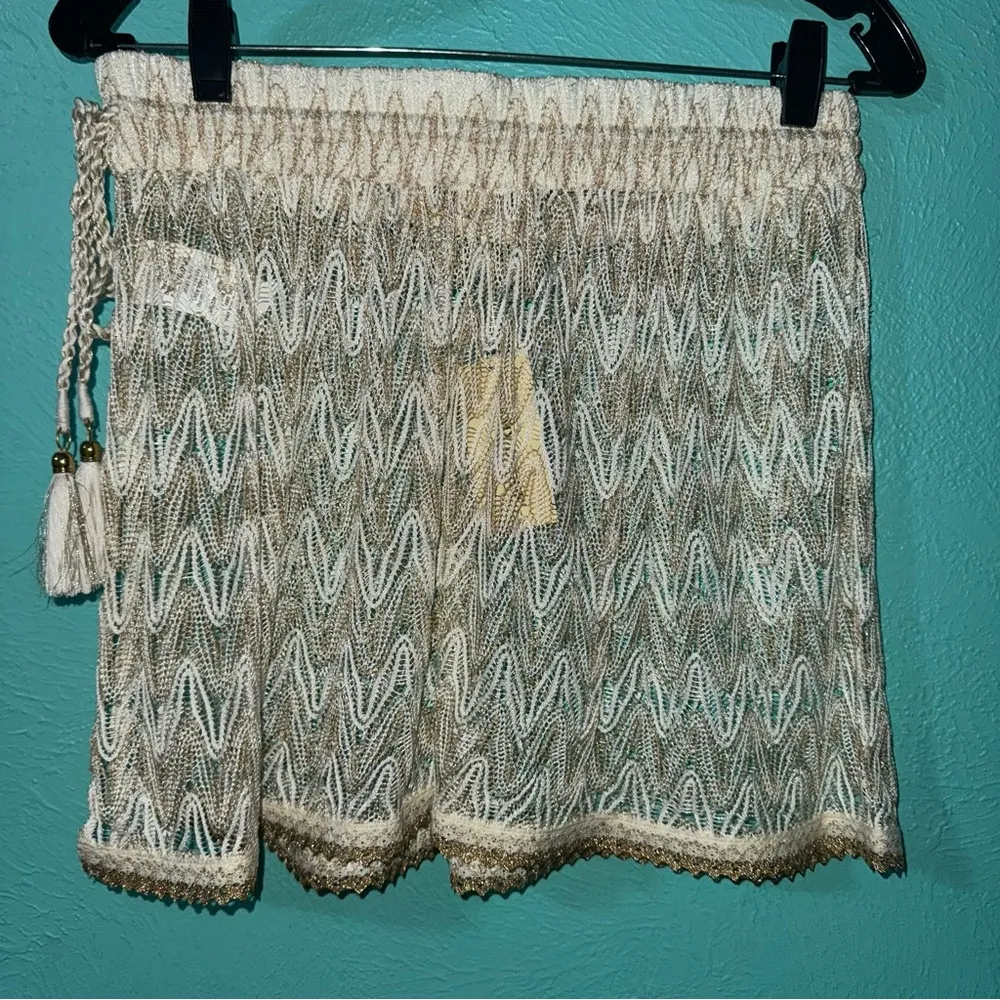 New Ramy Brook Sloan Metallic Knit Cover-Up Skirt Sz Large Swim Summer Gold - Image 8