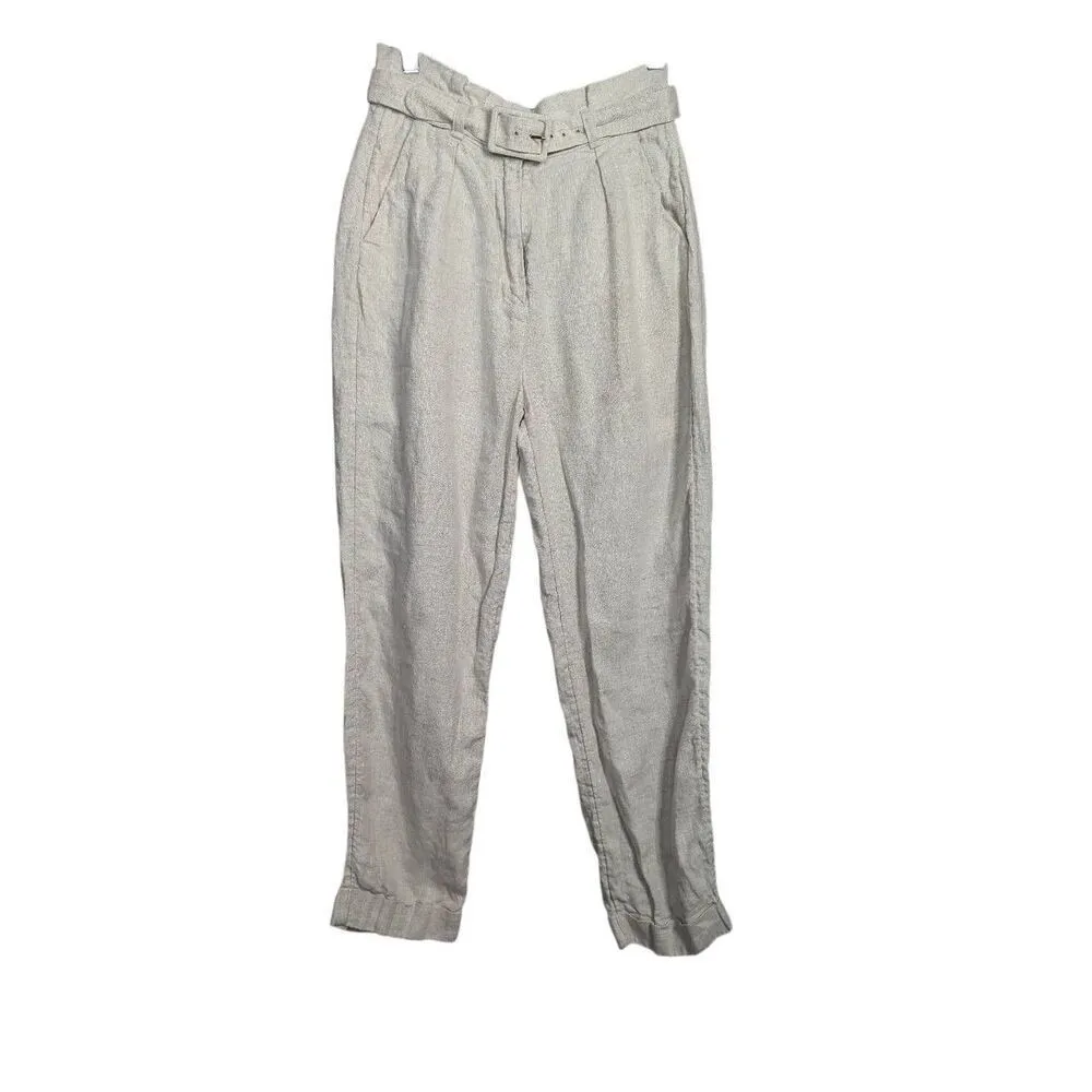 & Other stories belted high waist linen pants US 4 - Image 2