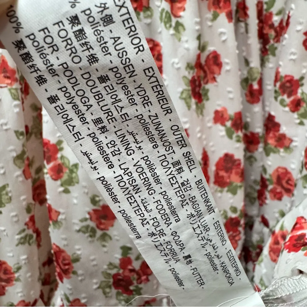 Zara Sleeveless Ruffle Swiss Dot Floral Print Long Midi Dress White Large L - Image 15