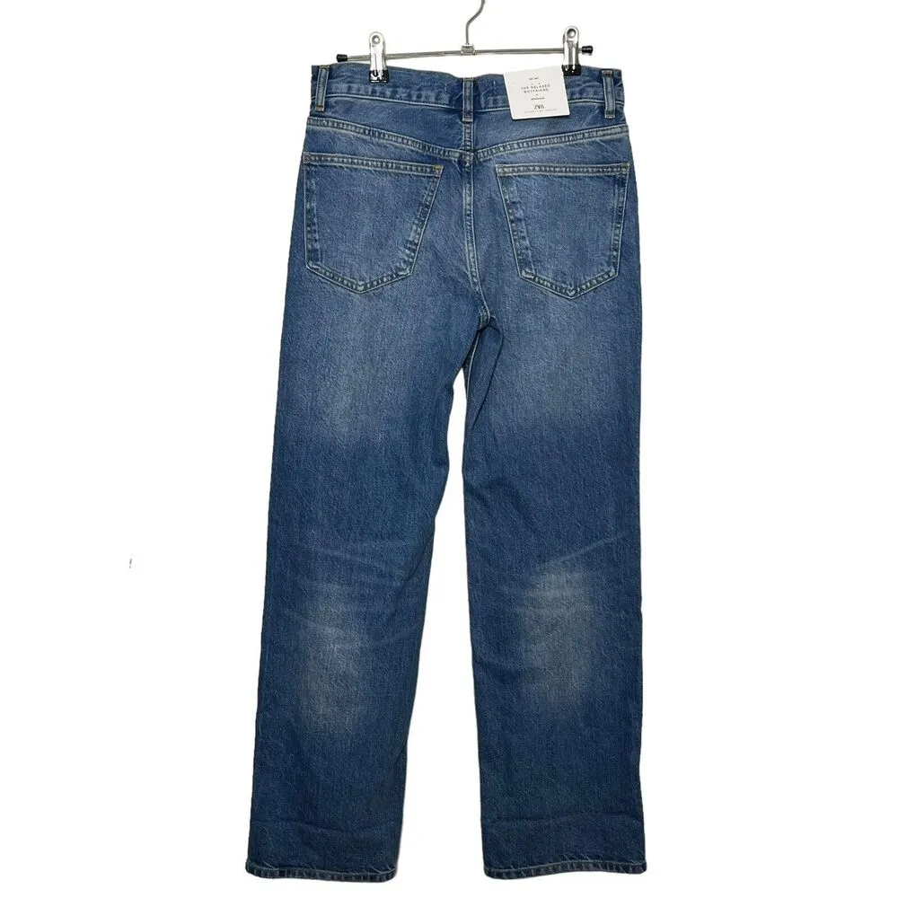ZARA The Relaxed Boyfriend Jeans in Medium Blue 6840/061 Women’s Size 2 Flawed - Image 4