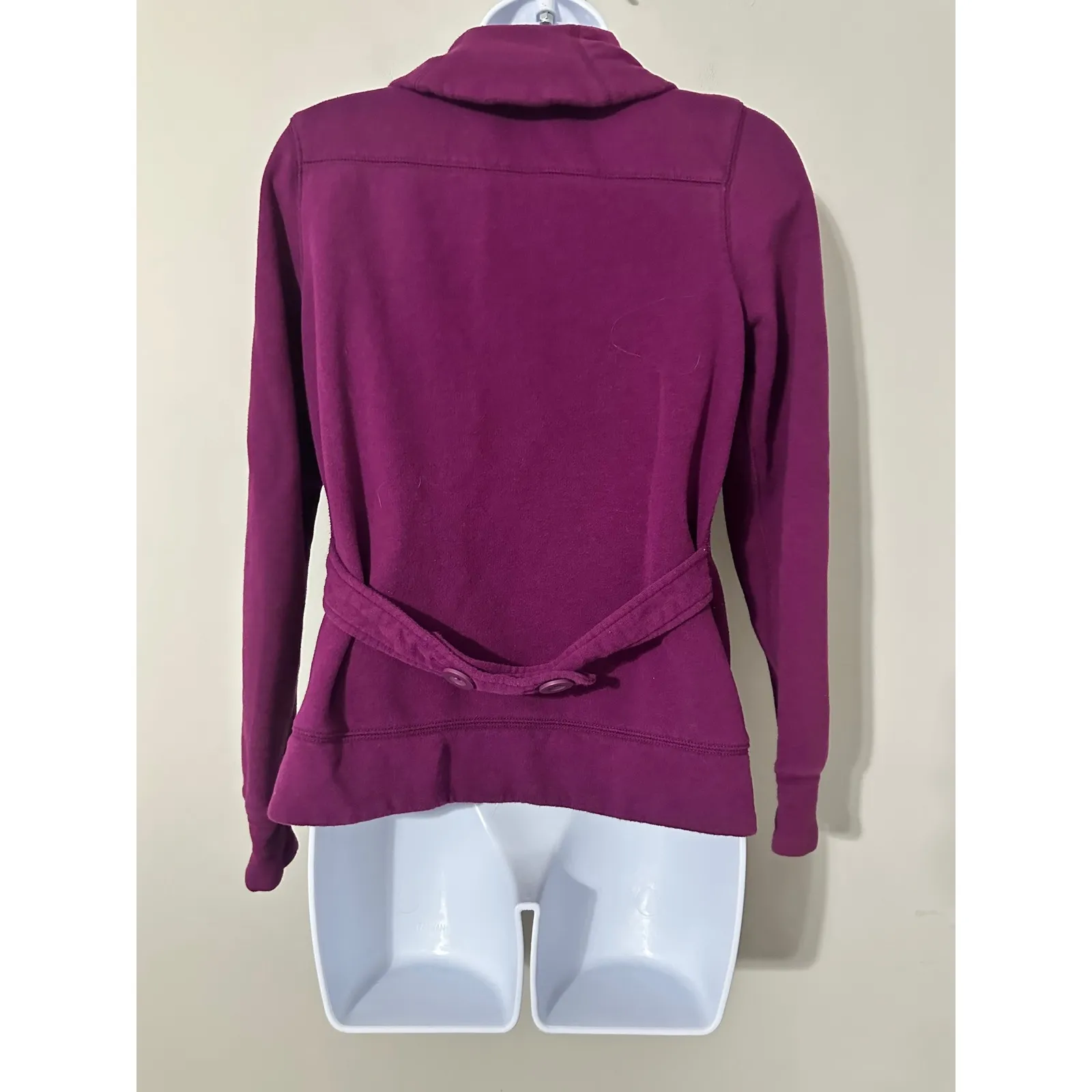 L.L. Bean XS Purple Button Front Shawl Collar Cardigan Jacket‎ Cotton Blend - Image 5