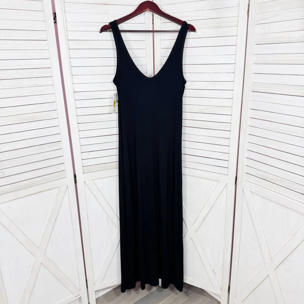 Karen Kane Alana Scoop Neck Sleeveless Button Down Maxi Dress Black Medium - Image 8