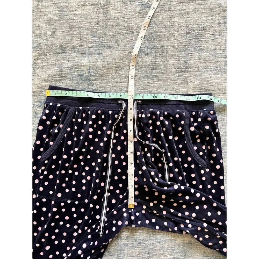 Nautica Navy Blue Polka Dot Plush Velour Pajama Set Women's Small - Image 10