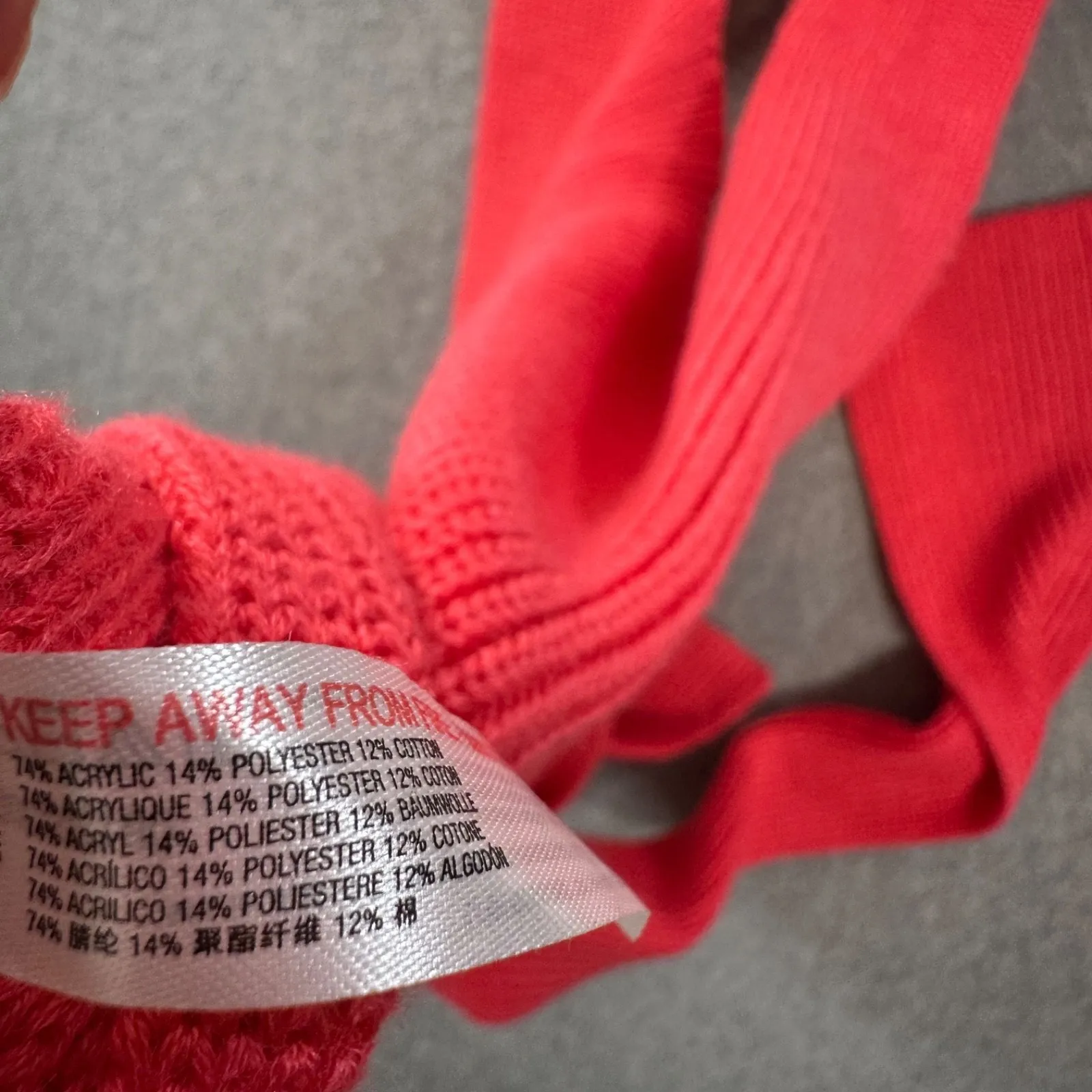 Free People Beach Open Back Knit Halter Top Women's Medium Coral Pink Tie Bow - Image 6