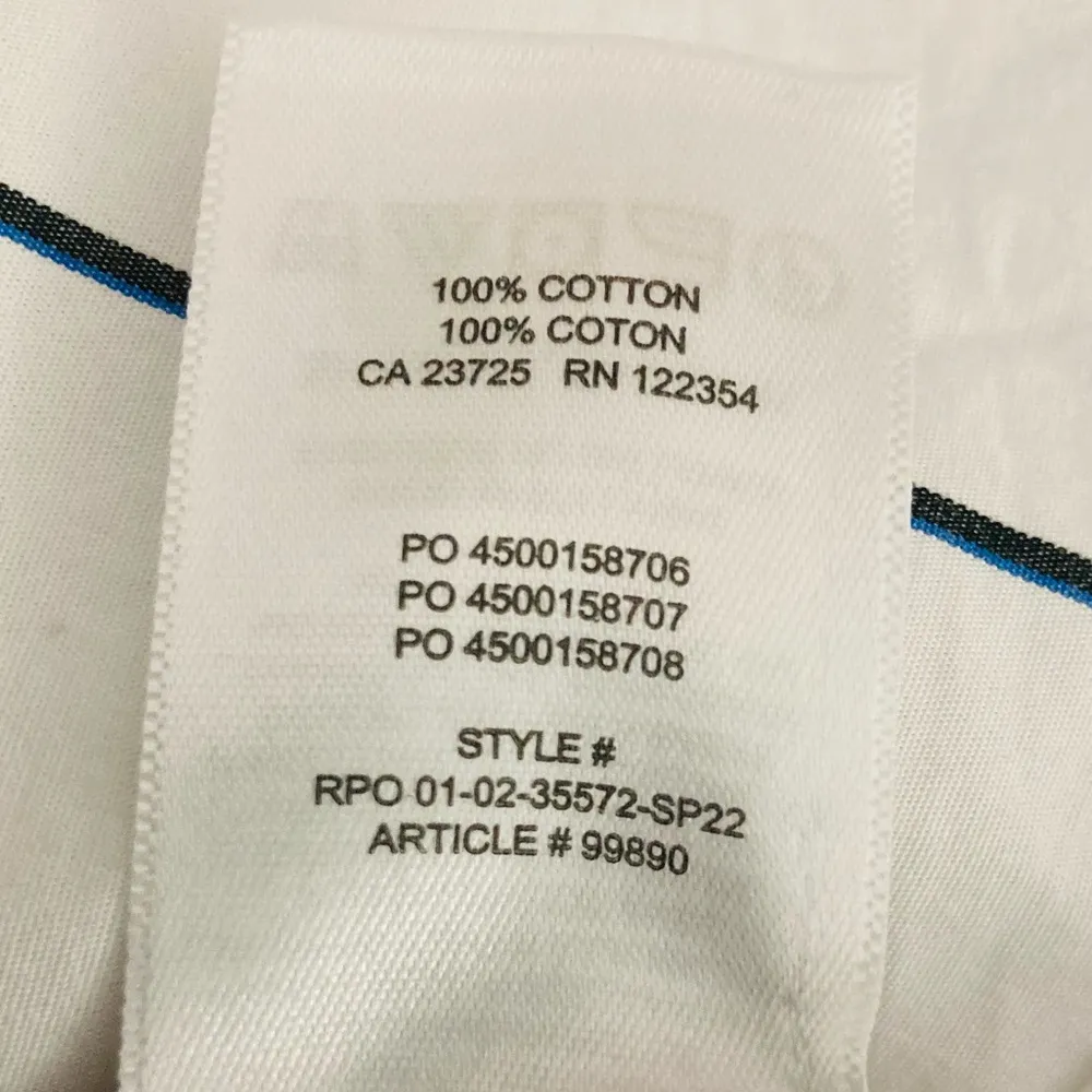 Aritzia Babaton oversized white with blue/black stripe button front shirt. Small - Image 5